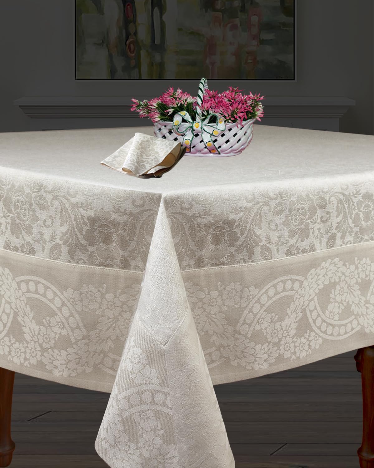 Premium 71-Inch Square Finesse Tablecloth - European Crafted Luxury Linen for Dining, Weddings & Special Events