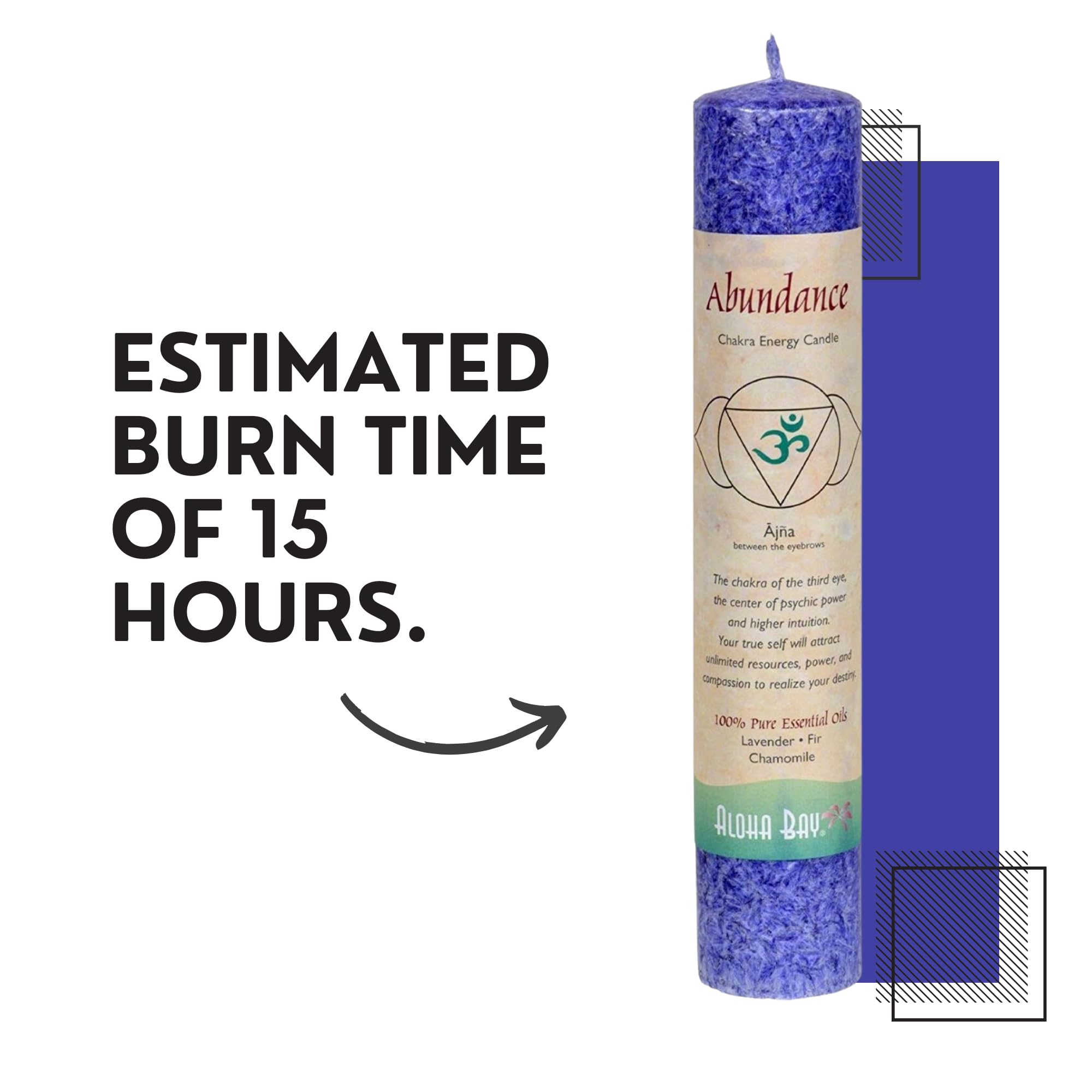 Aloha Bay Chakra Pillar Abundance Indigo Candle - Pack of 22 | Meditation, Yoga & Spiritual Healing Aromatherapy | Perfect for Home Decor, Relaxation & Gift Giving