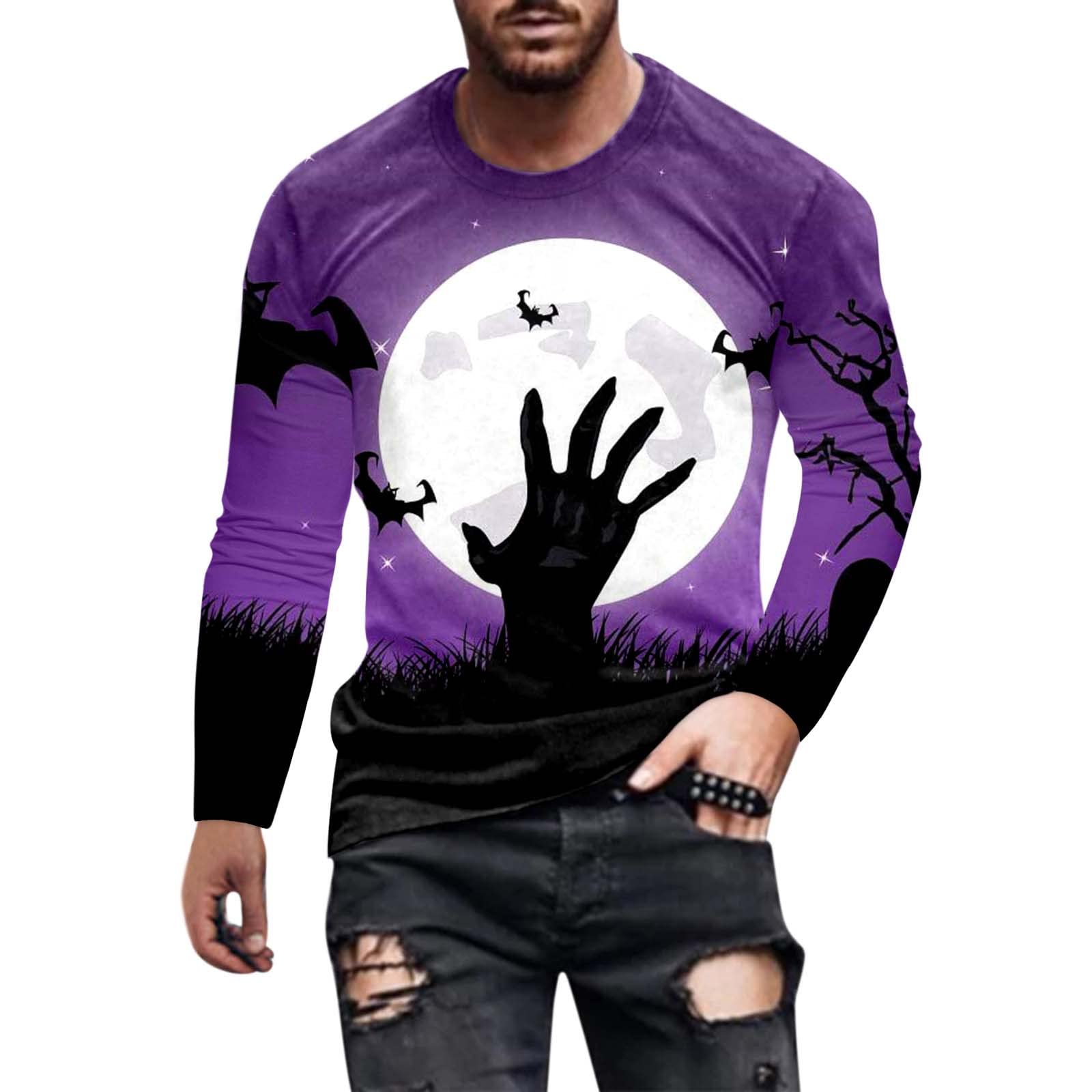 XXBR Men's Long Sleeve T-Shirt - 3D Digital Printed Retro Fire Design Muscle Workout Athletic Tee for Fall | Gym, Running, Outdoor Activities & Casual Wear