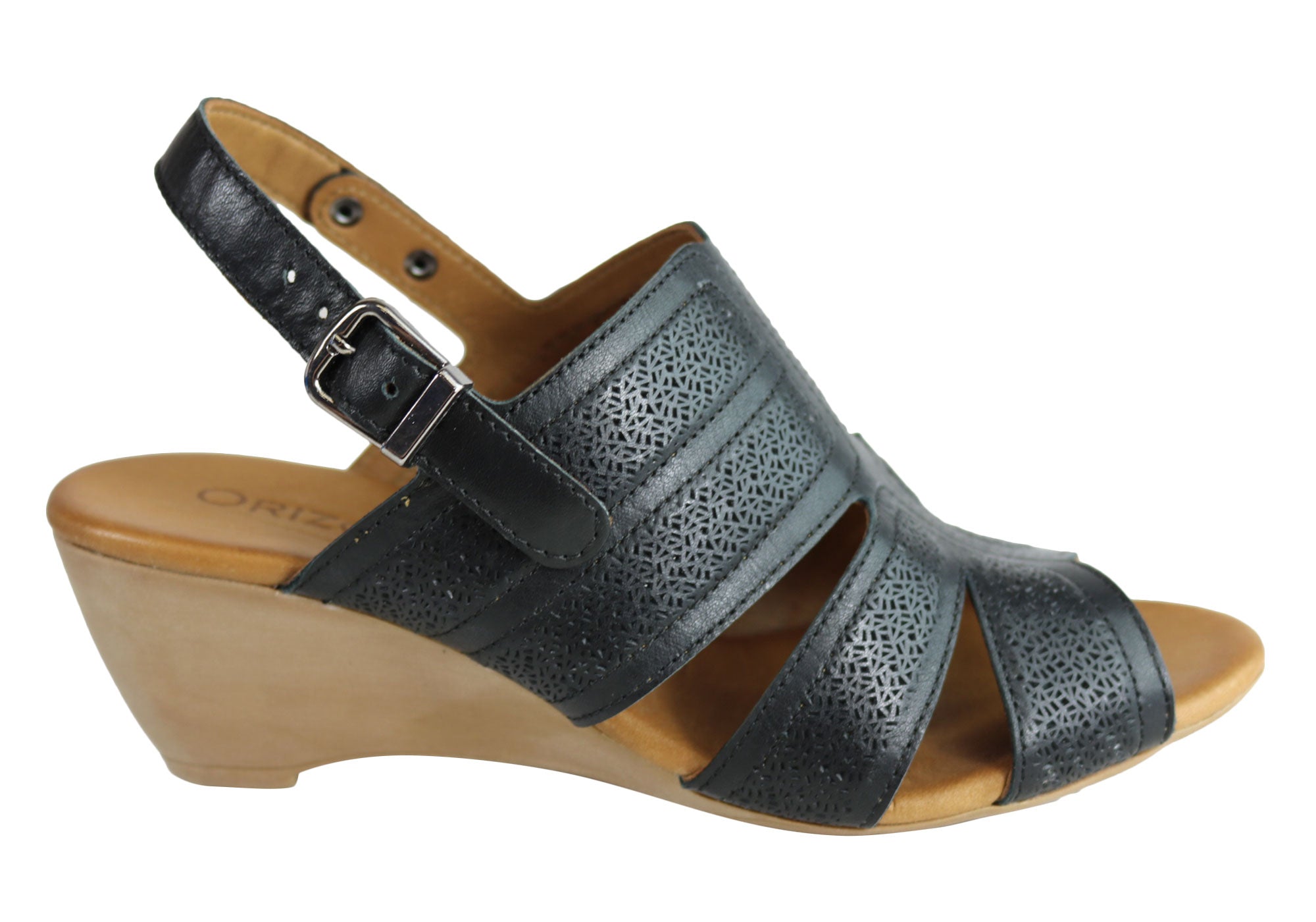 Orizonte Pinta Women's European Leather Comfortable Wedge Sandals - Stylish & Supportive for Summer, Beach, and Casual Outings