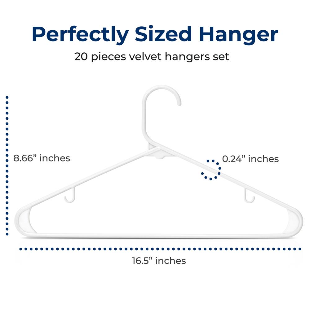 SereneLife Premium 20 Pack Plastic Hangers - Lightweight & Durable Space-Saving Closet Organizers for Shirts, Sweaters, Hoodies, Dresses & Kids Clothes - Perfect for Home, Closet & Wardrobe Organization (White)