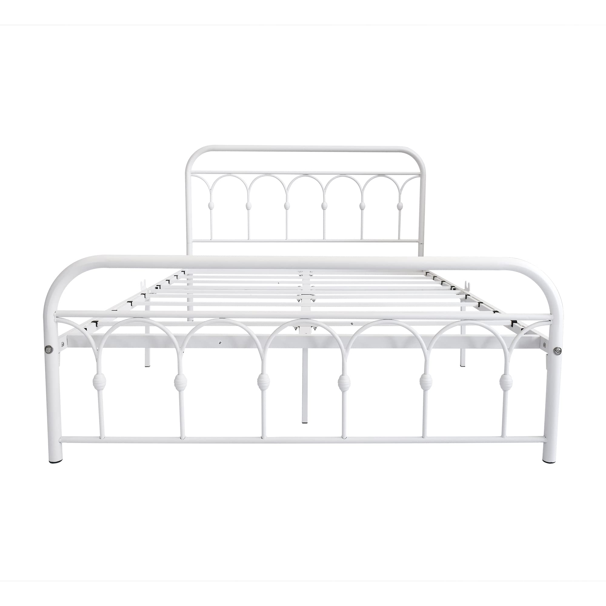 Queen Size Metal Platform Bed Frame with Vintage Headboard & Footboard - 12.4