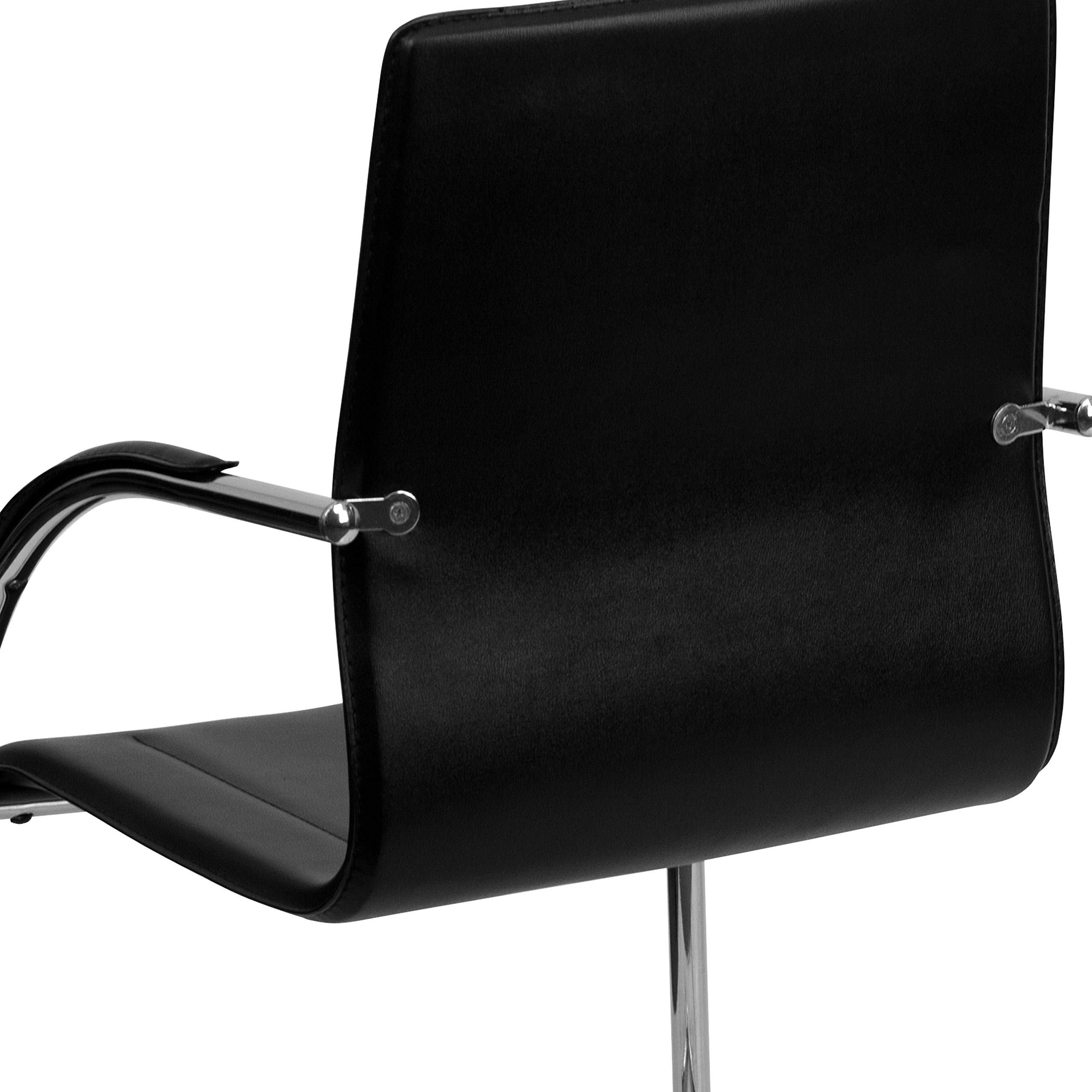 Flash Furniture Black Vinyl Side Reception Chair with Chrome Sled Base - Comfortable Waiting Room Seating for Offices, Clinics and Lobbies