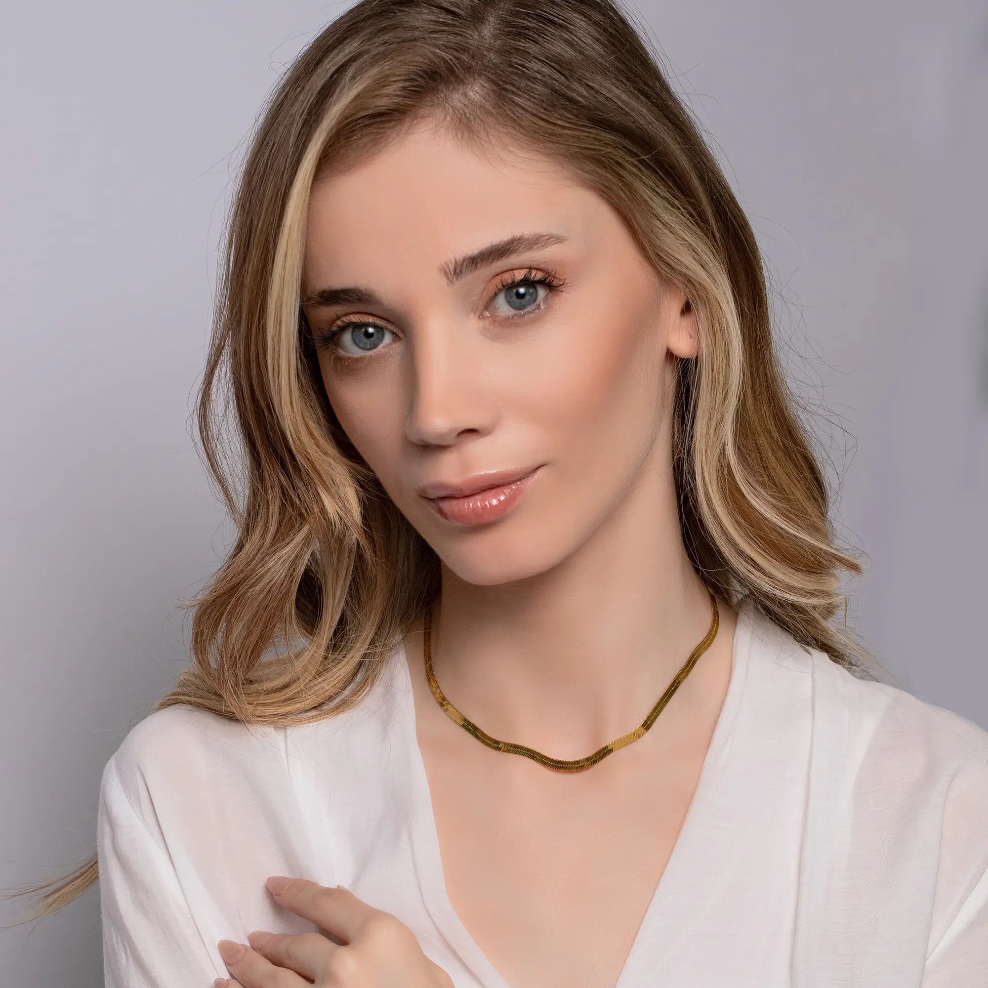 Elegant 14K Gold Herringbone Chain Necklace for Women - Perfect for Layering, Gift Giving & Everyday Wear