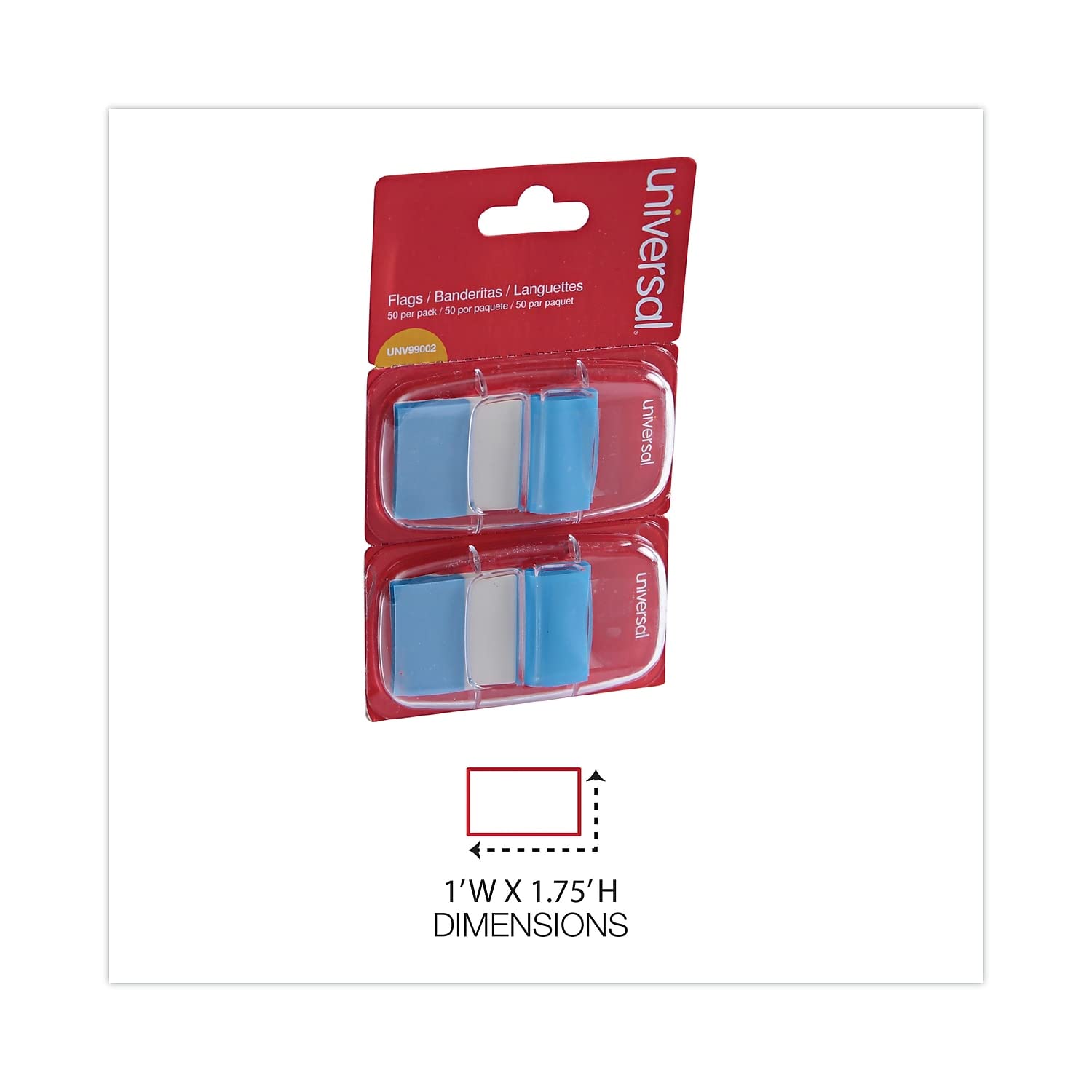 Universal Page Flags - Blue, 50 Flags per Dispenser, 2 Dispensers per Pack - Perfect for Book Marking, Office Organization & Study Notes