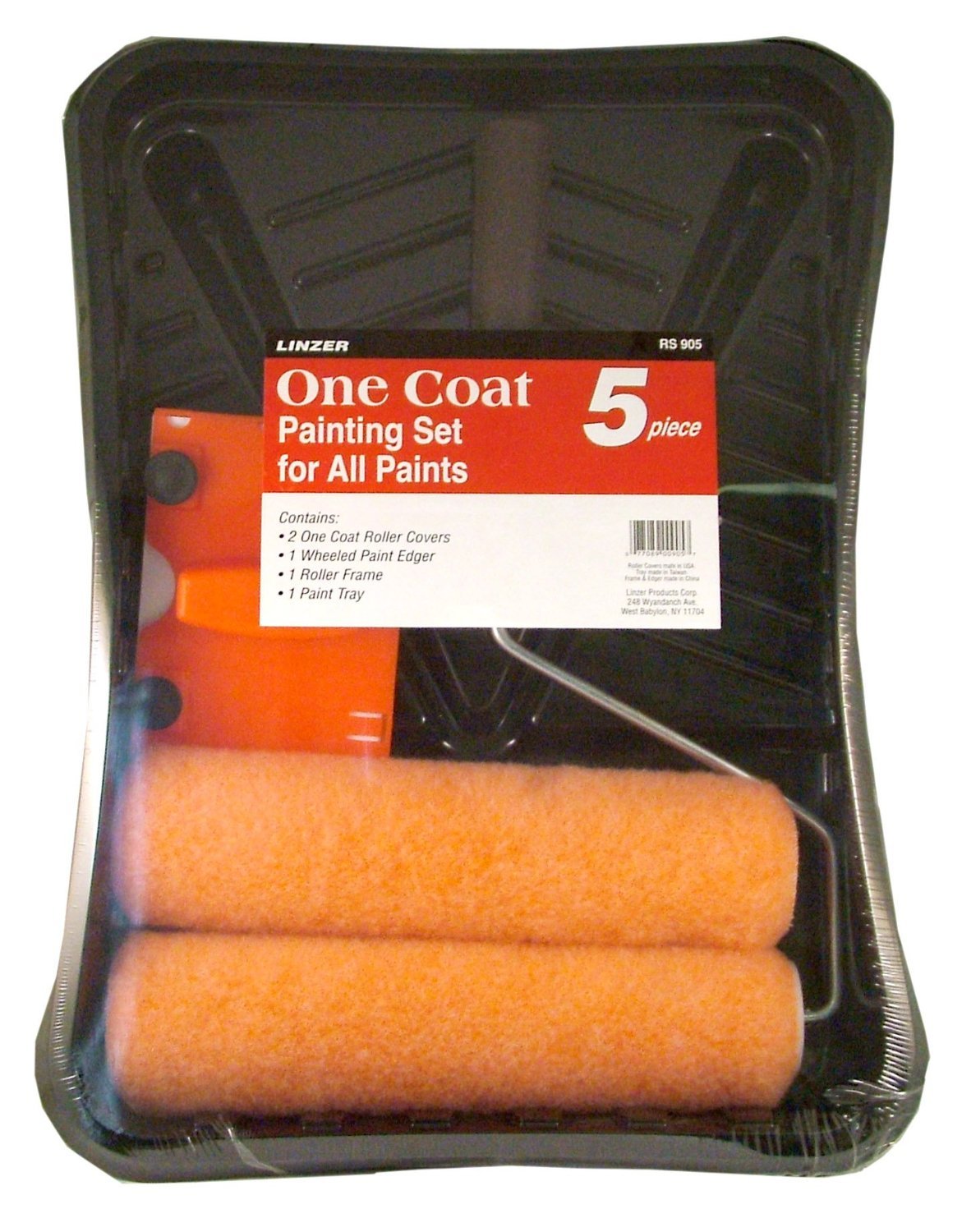 Linzer Rs905 Professional One Coat Paint Roller & Tray Set - 5 Piece Plastic Painting Kit (Pack of 12) - Perfect for Interior Walls, Ceilings & DIY Home Projects