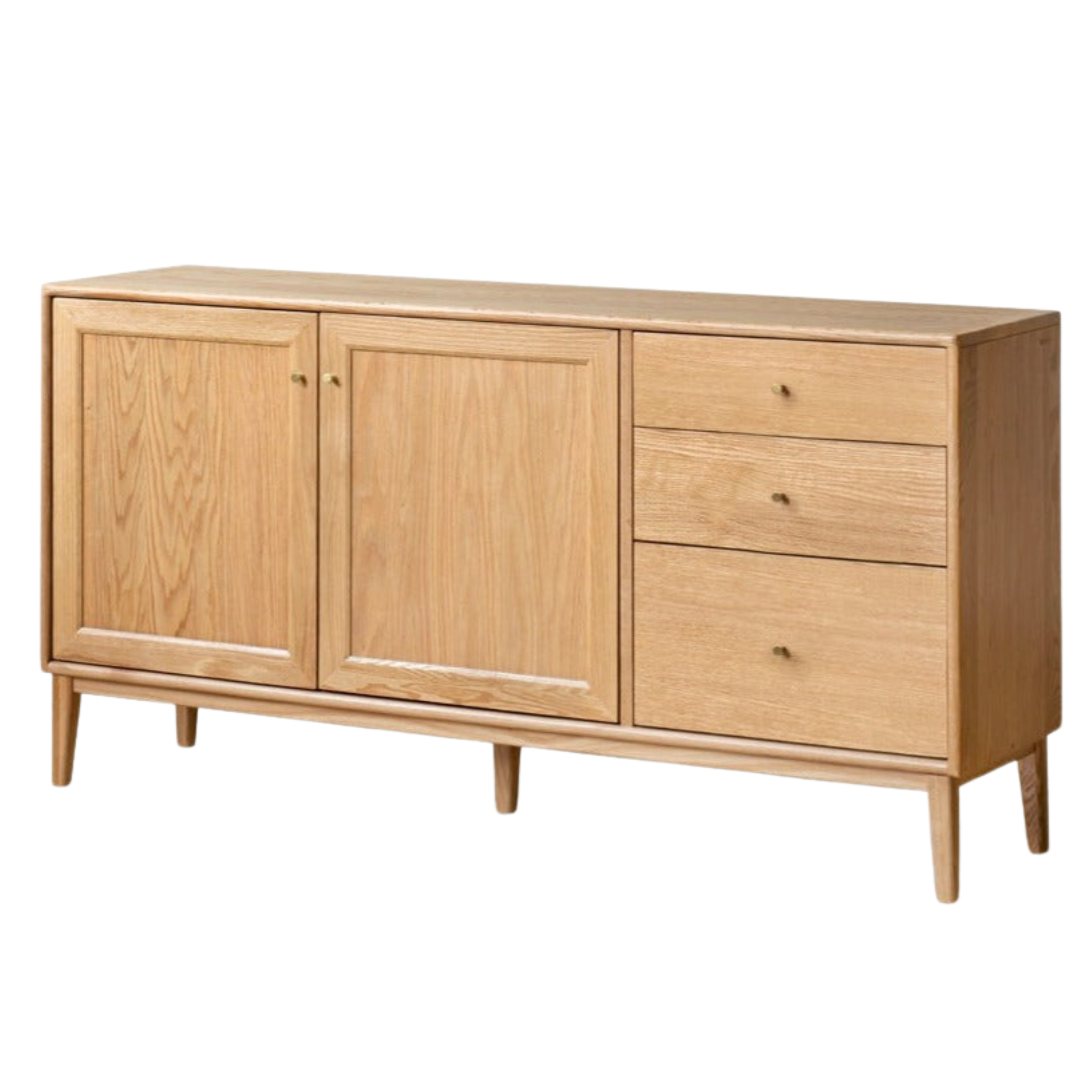 Solid Oak Wood Sideboard Buffet Cabinet - Rustic Dining Room Storage for Dishes, Linens & Entertaining Essentials