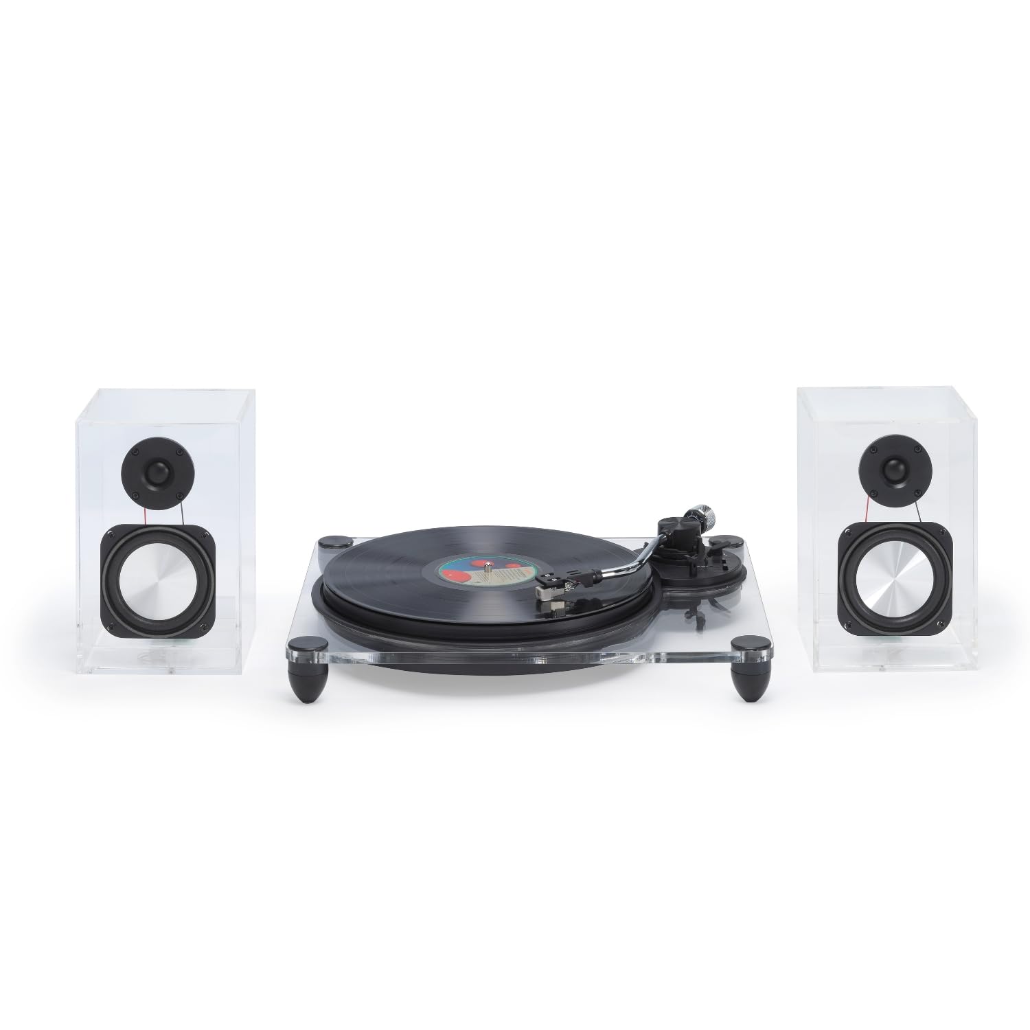 Steepletone Soho Clear Acrylic Wireless Record Player with 2-Speed Turntable, Counter Weight & AT-3600L Cartridge - Perfect for Home Entertainment & Vinyl Collectors