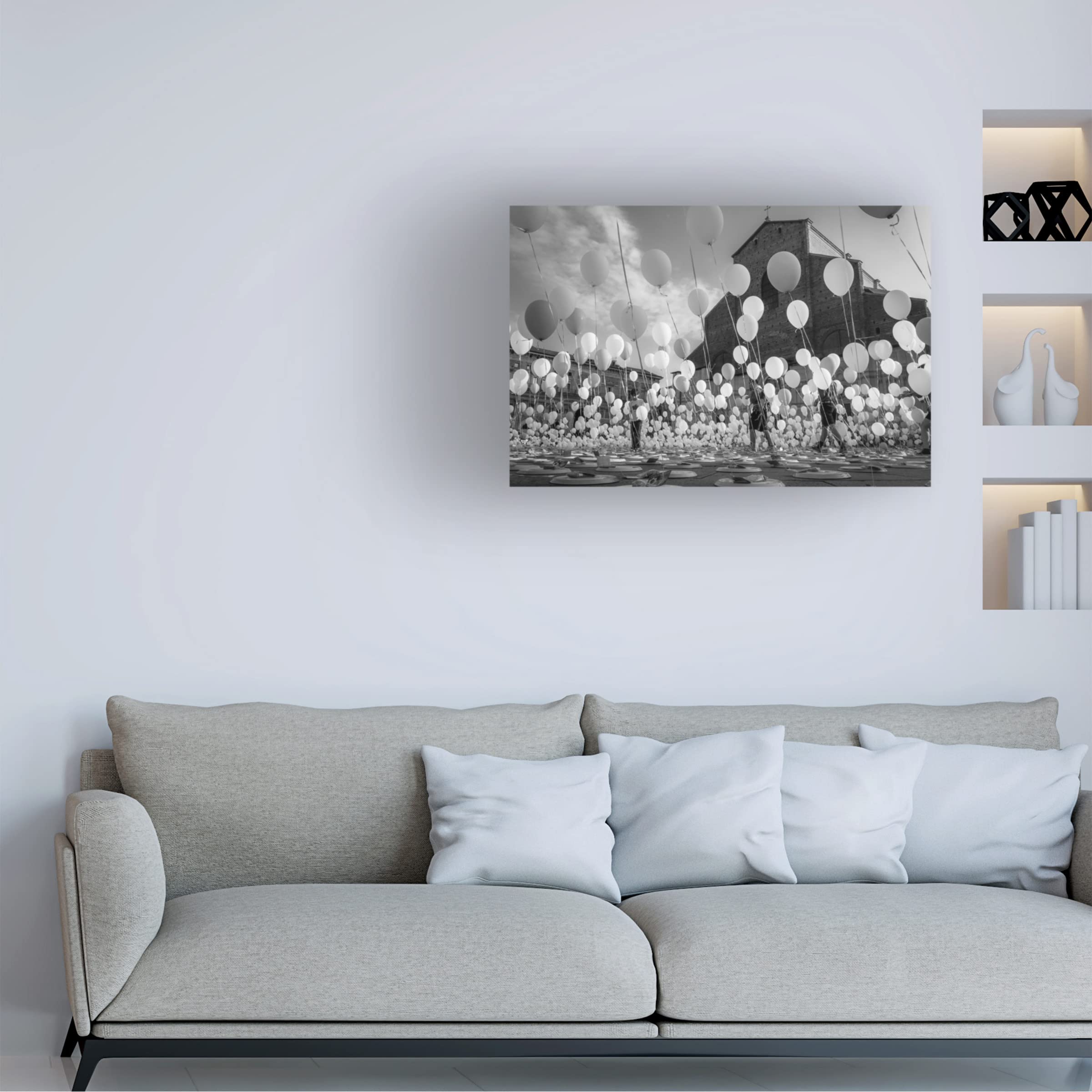 Trademark Fine Art 'Balloons For Charity' Canvas Wall Art by Giorgio Lulli - Vibrant Contemporary Painting for Living Room, Bedroom & Office Decor