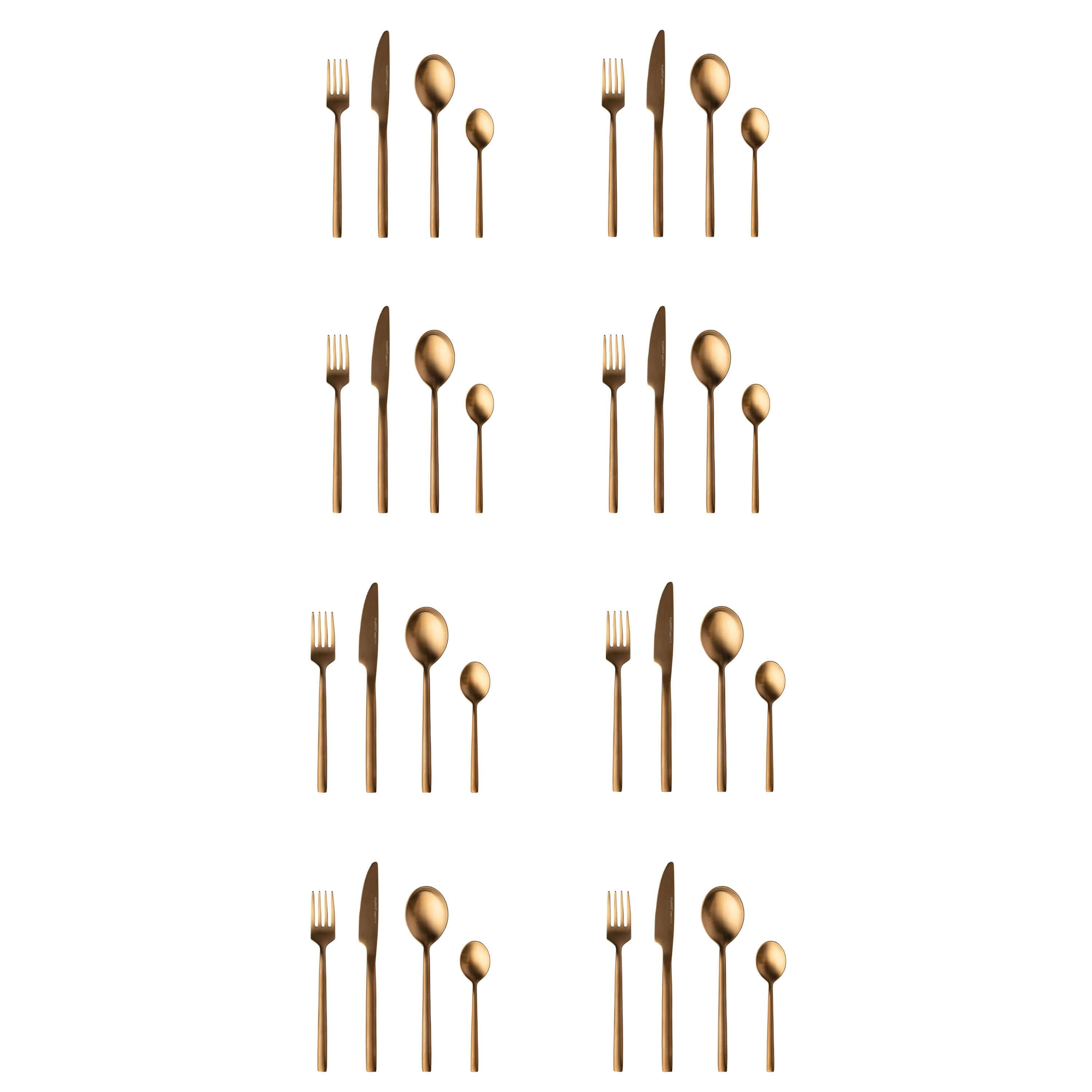 BergHOFF GEM 32-Piece 18/10 Stainless Steel Flatware Set with Gold Plating - Elegant Dinnerware for Formal Dining, Wedding Gifts & Luxury Table Setting