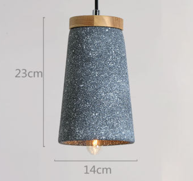 Maarten Unique Cement and Wooden Tall Dome Pendant Light - Modern Industrial Ceiling Fixture for Dining Room, Kitchen Island & Living Room Decor