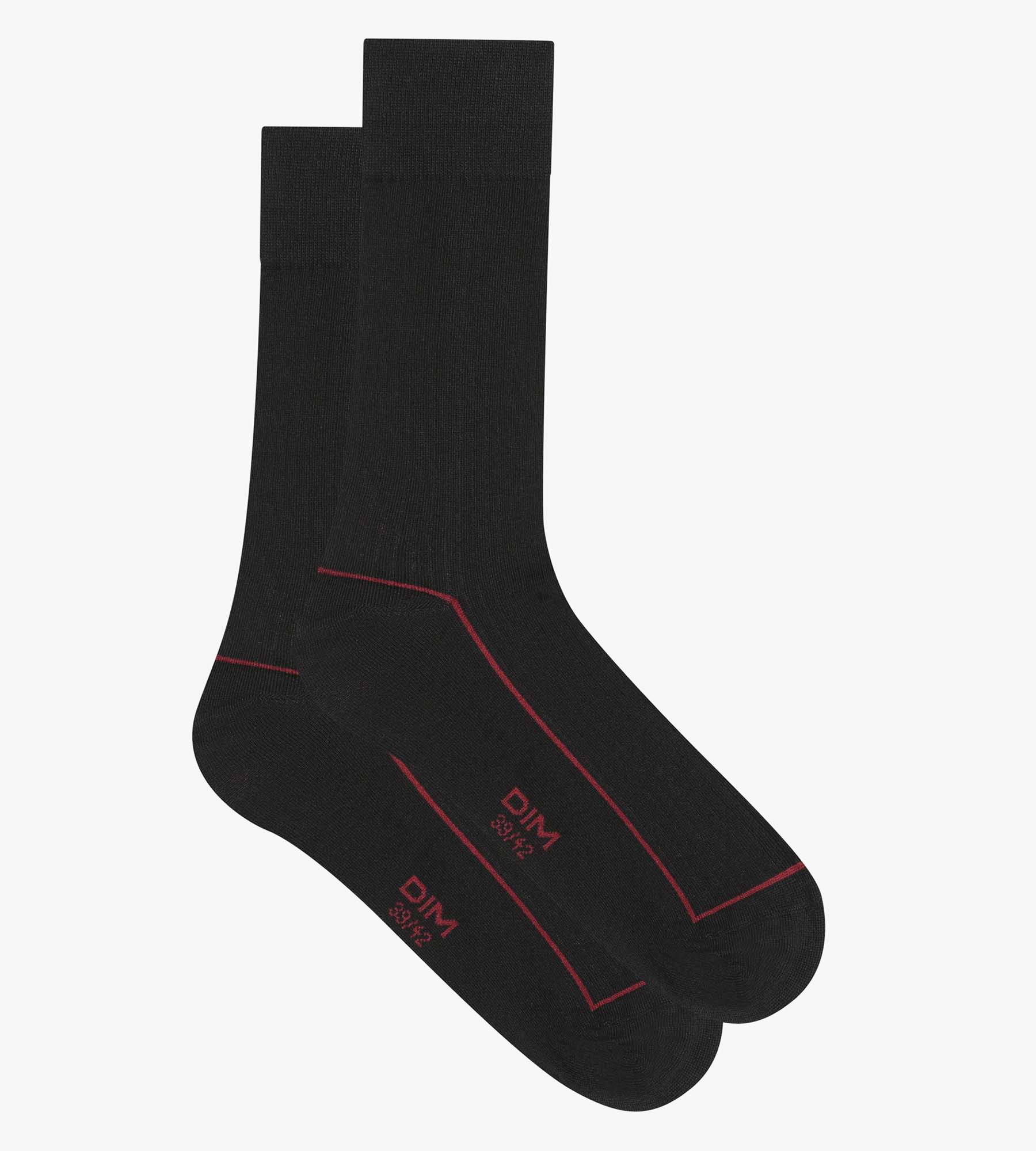 Men's Ribbed Cotton Socks with Colored Stripes - Black - Comfortable & Breathable for Daily Wear, Work, and Casual Outfits