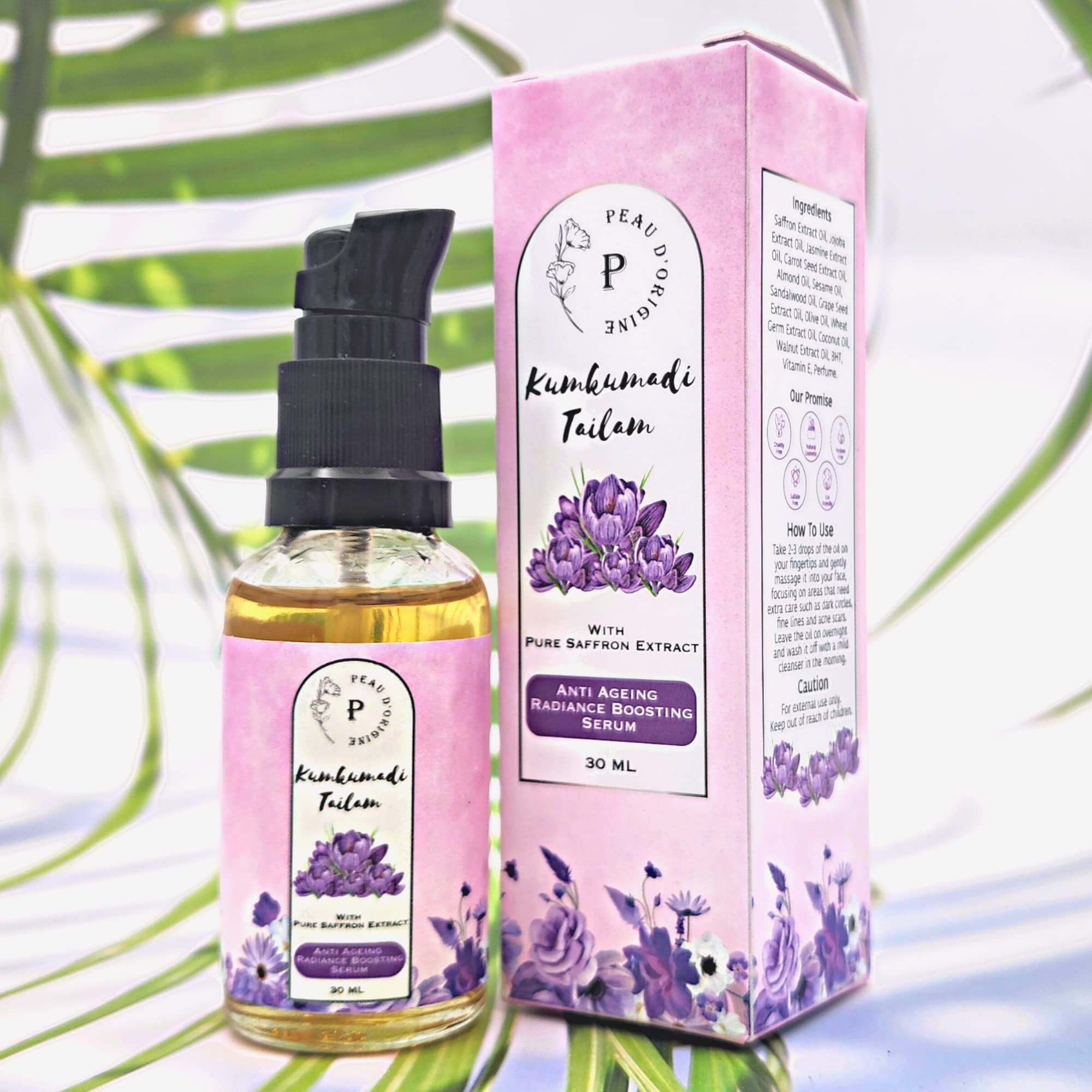Kumkumadi Face Massage Oil - 100% Natural Ayurvedic Tailam for Winter Skin Care & Glowing Complexion (30ml) | Perfect for Dry Skin, Anti-Aging & Nighttime Facial Routine