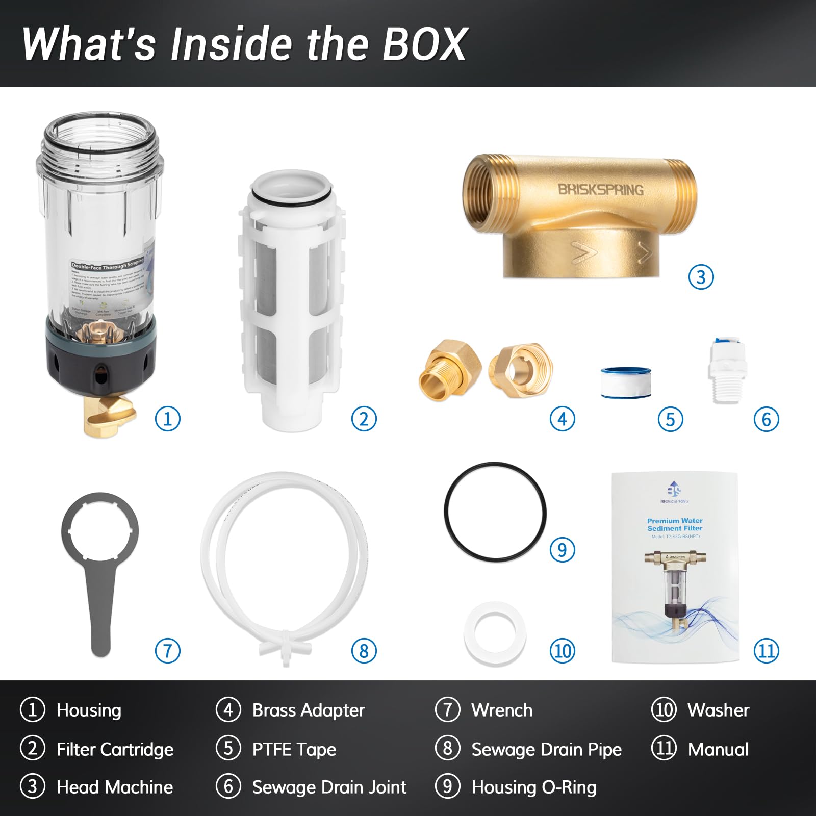 300 Micron Spin Down Sediment Water Filter with Scraper - Whole House Well Water Filtration System, Reusable 1