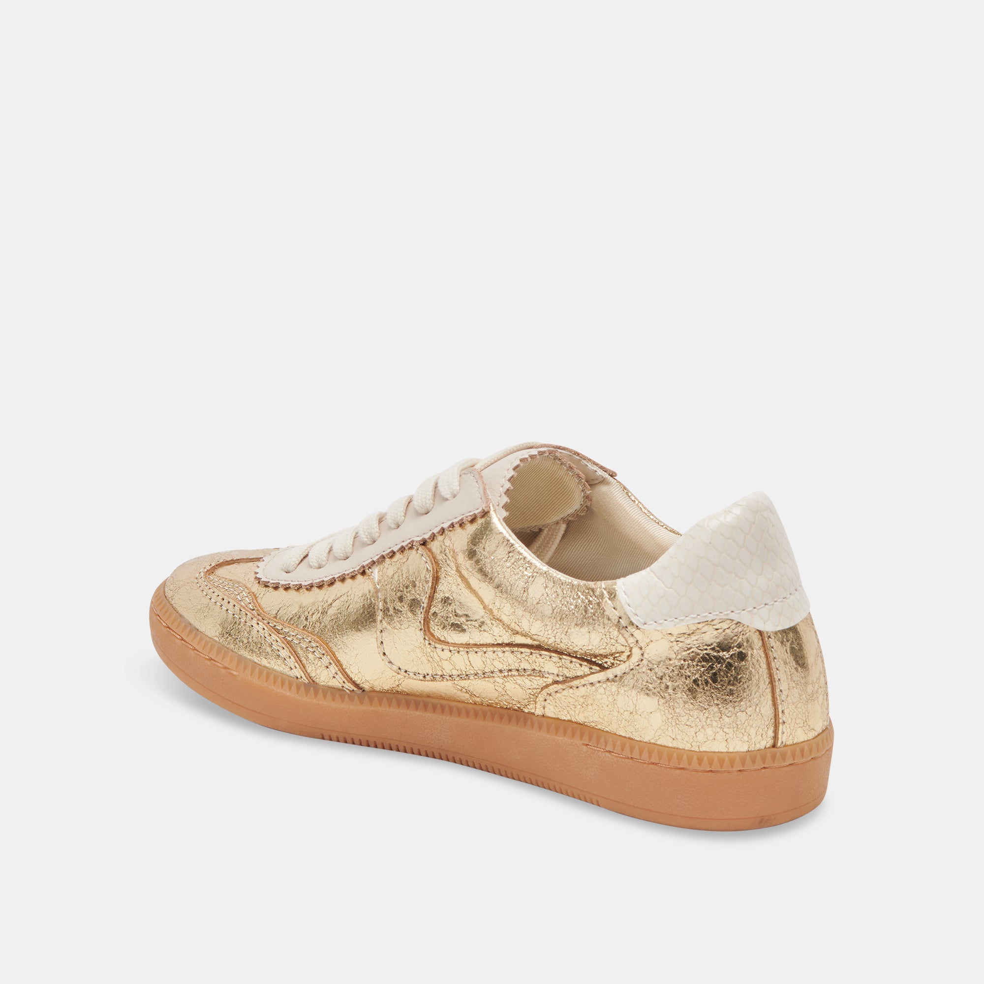Distressed Leather Gold Sneakers for Men & Women - Vintage Style Casual Shoes for Walking, Running, and Street Fashion