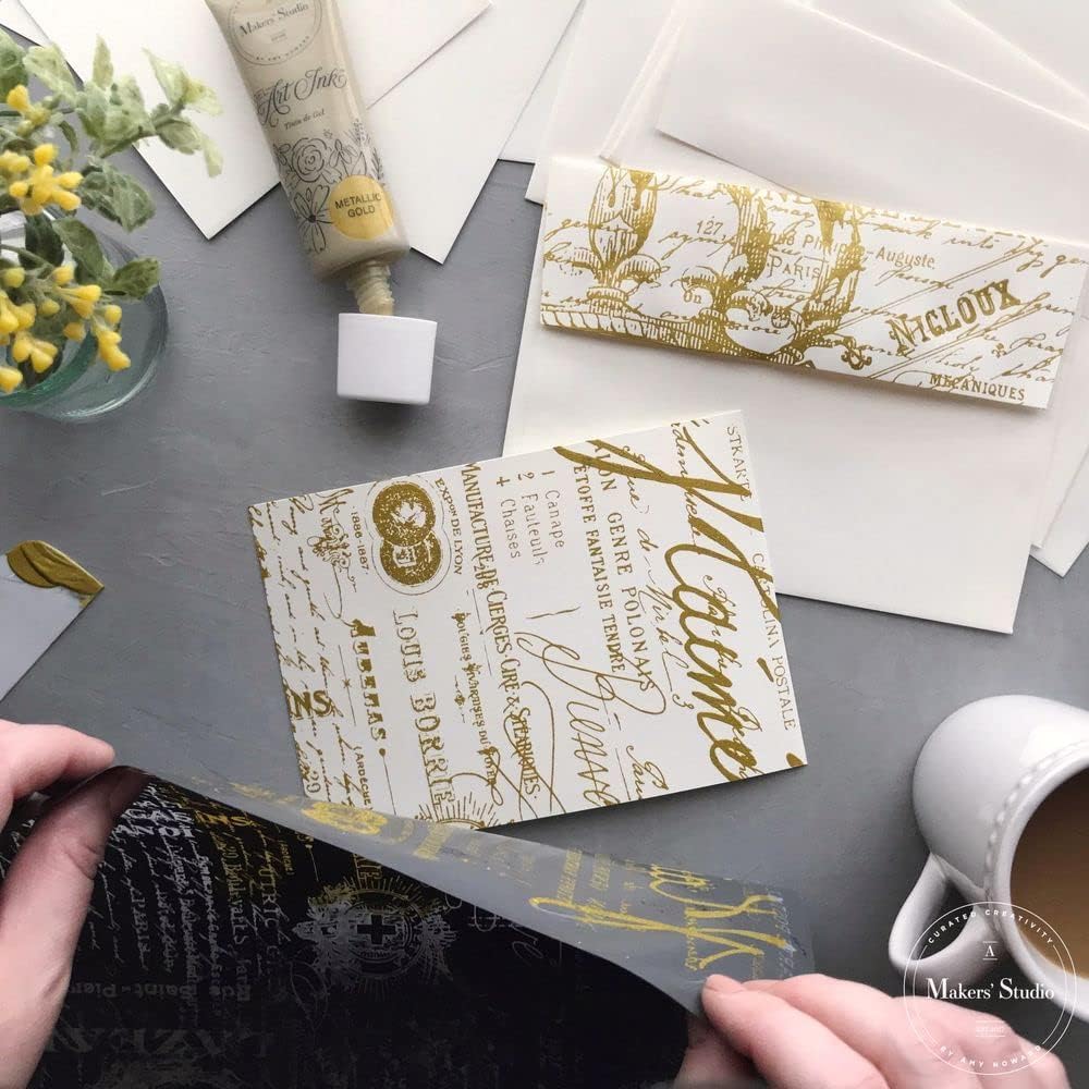 Reusable Mesh Adhesive Stencil - Parisian Script Design for Painting, Chalk Paste Transfers & Silk Screen (12x18) | Perfect for DIY Crafts, Home Decor & Wall Art Projects | A Makers' Studio