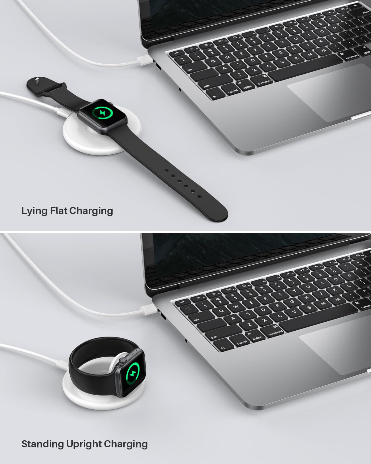 Portable Magnetic Apple Watch Charger Stand with Foldable Design & Fast Charging - Compatible with Apple Watch Series 9/8/7/6/5/4/SE/Ultra 2 (Nightstand Mode, White) | Perfect for Travel, Office & Bedside Charging Station