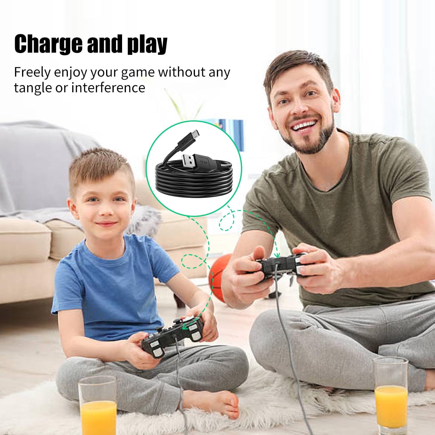 PS4 Controller Charger, Fast Charging Cable for Sony Playstation Wireless Controller, PS4 Pro, PS4 Slim, Xbox One, Dual Shock 4, Fire HD, Camera, TV Stick - 3m Black - Perfect for Gaming, Streaming & Device Charging