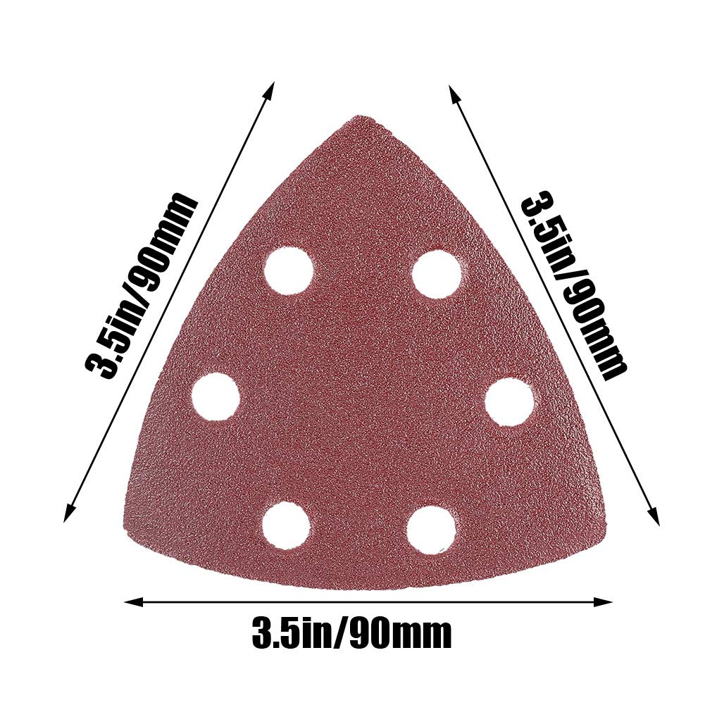 60Pcs 90mm Triangle Sanding Pads with 6 Holes | Hook and Loop Oscillating Tool Sandpaper for Wood, Plastic & Rubber | Perfect for DIY Projects, Furniture Refinishing & Surface Preparation