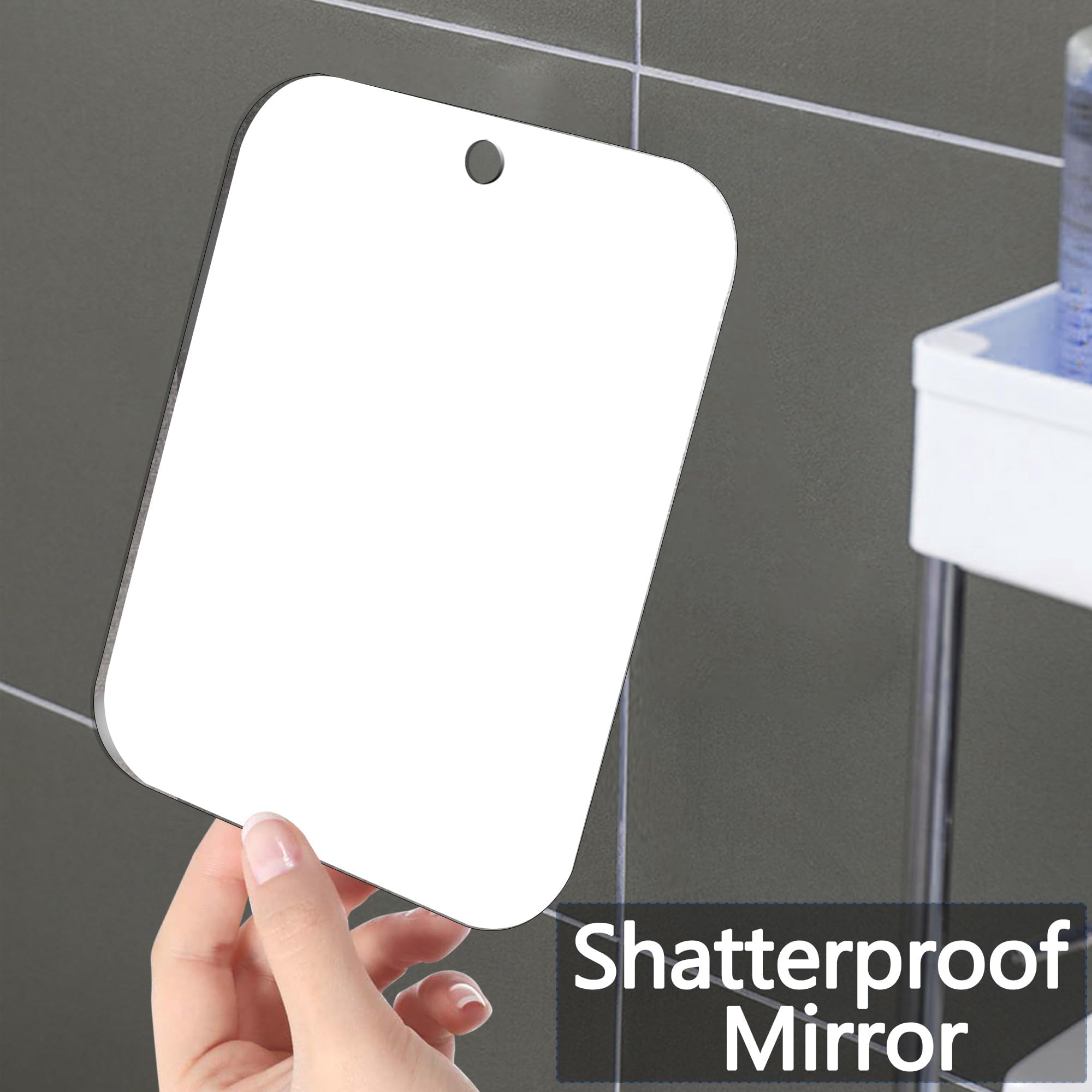 Unbreakable Shower Mirror for Shaving - Large 10.8x7.8 Inch Fogless Bathroom Mirror with Strong Adhesive Mount, Perfect for Men's Grooming, Travel & Camping - Ideal for Home, Gym and Outdoor Use