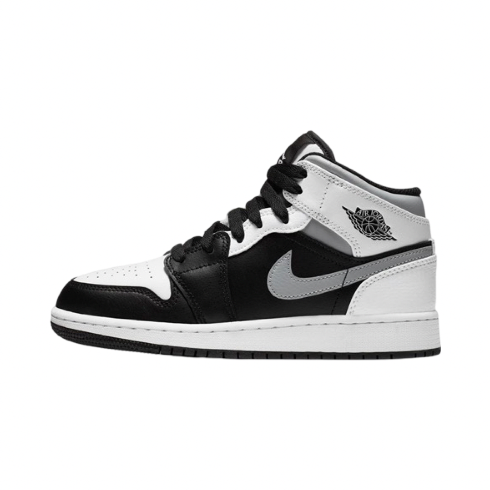 Air Jordan 1 Mid GS Sneakers - White Shadow Black Grey Basketball Shoes for Women & Girls - Perfect for Casual Wear, Gym & Street Fashion