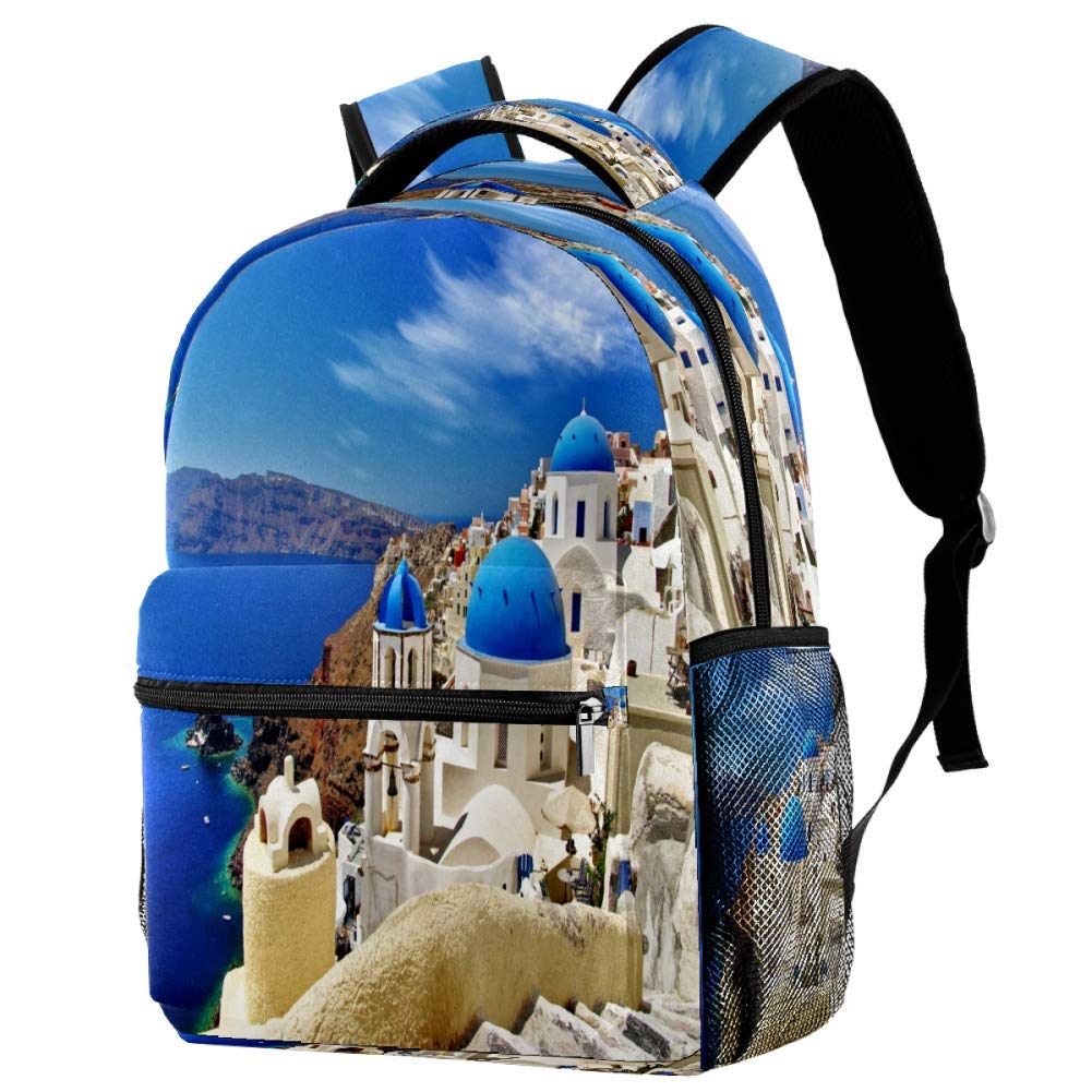 Whiteblue Santorini View Caldera Domes Backpack - Waterproof School Backpack, Lightweight Travel Daypack for College, Hiking & Outdoor Adventures