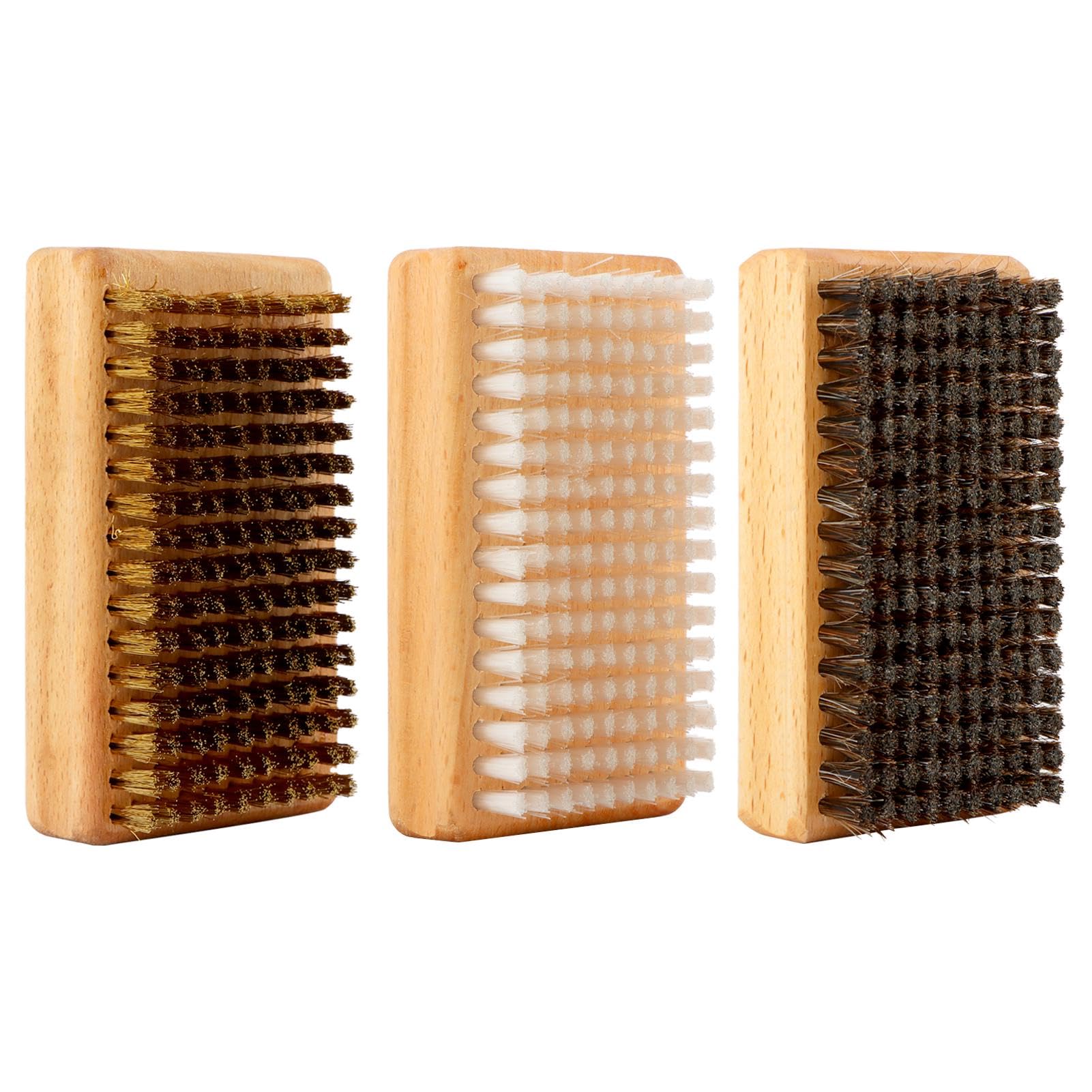 UXELY 3-Piece Ski & Snowboard Brush Set - Horsehair, Nylon & Brass Brushes (4.88x2.76 Inch) - Perfect for Waxing, Edge Cleaning & Snowboard Wall Mount Storage - Essential Ski Maintenance Tools for Winter Sports Enthusiasts