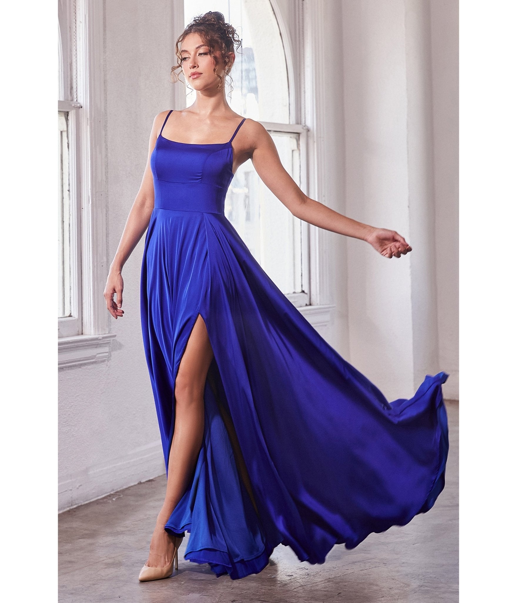 Ladivine by Cinderella Divine Royal Blue Satin A-Line Bridesmaid Dress - Elegant Formal Gown for Weddings, Prom & Special Occasions