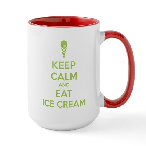 White/Red Inside - Keep Calm And Eat Ice Cream Large Mug