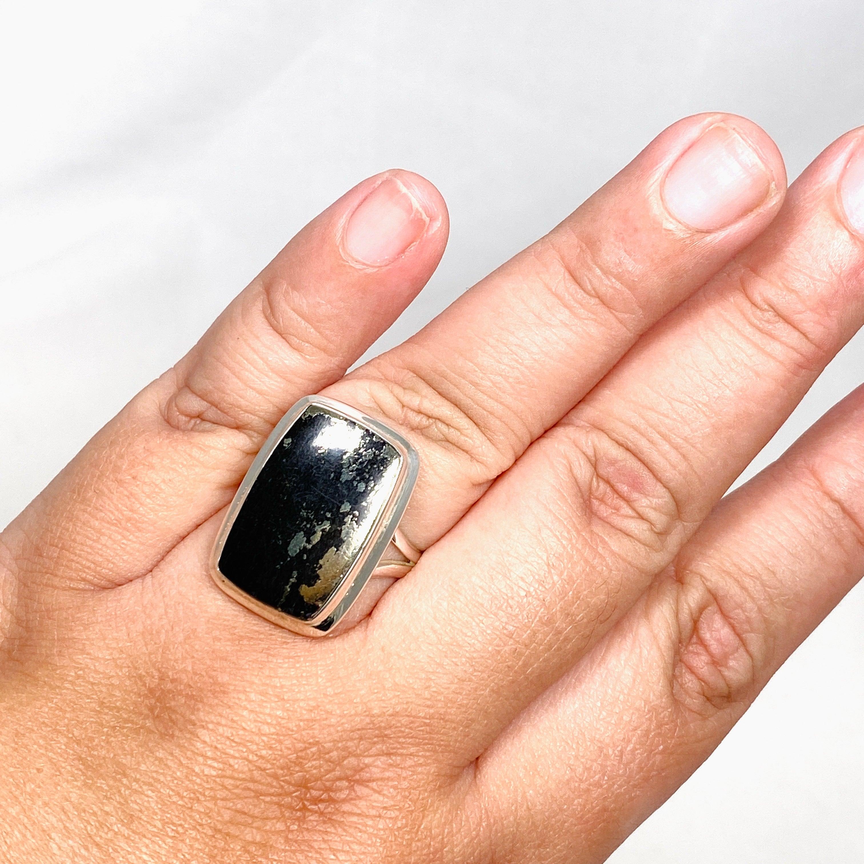 Healer's Gold Rectangle Split Band Ring for Women - Size 11 (KRGJ3199) | Elegant Stackable Ring for Everyday Wear, Date Nights & Special Occasions