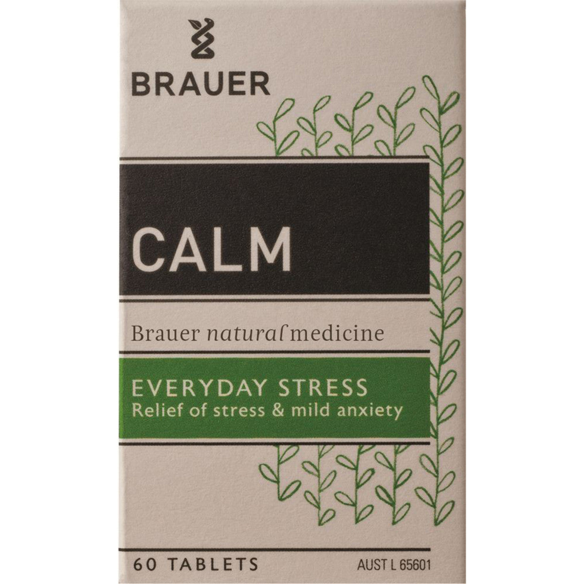 Brauer Calm Herbal Supplement - 60 Tablets for Stress Relief & Relaxation | Natural Sleep Aid for Adults & Kids | Vegan, Non-GMO | Perfect for Travel, Work & Daily Stress Management