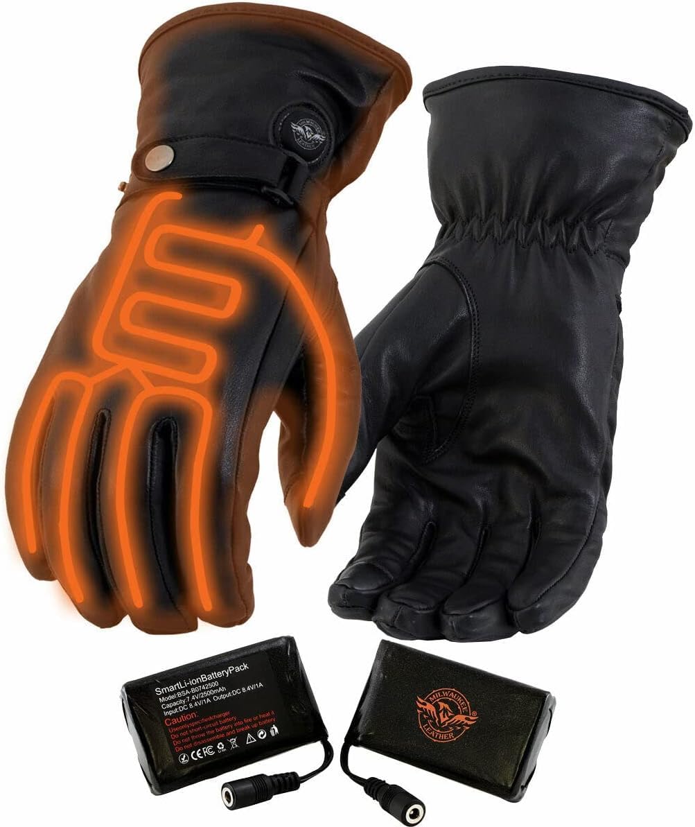 Milwaukee Leather MG7519SET Men's Black Heated Winter Gloves with i-Touch Technology - Rechargeable Battery Included - Perfect for Motorcycle Riding, Skiing & Cold Weather Outdoor Activities