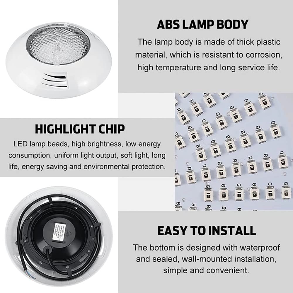 12W RGB LED Swimming Pool Underwater Light with Remote Control - IP68 Waterproof, Wall Mount, 12V - Perfect for Backyard Pools, Spas, and Landscape Lighting