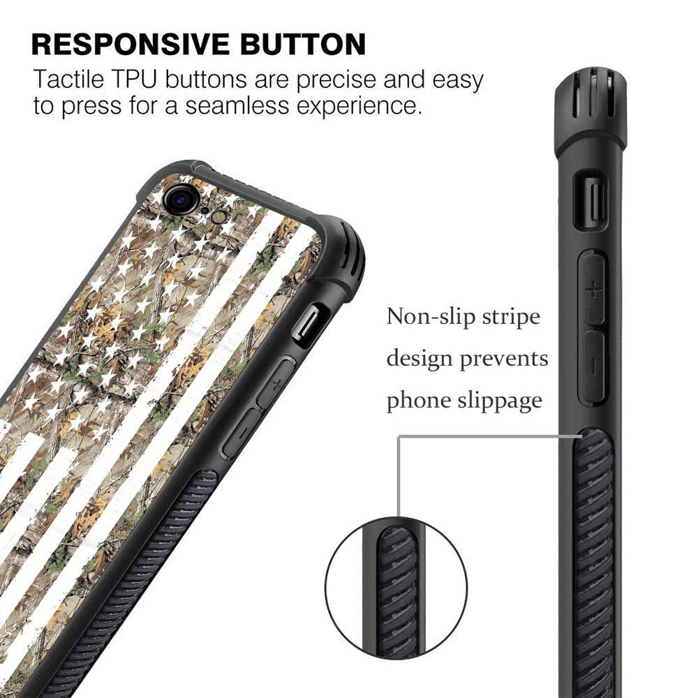 HAARBB Shockproof TPU Case for iPhone 6/6s Plus - Green Camouflage American Flag Design | Anti-Scratch Soft Protective Cover for Men & Boys | Perfect for Outdoor Activities, Sports & Daily Use