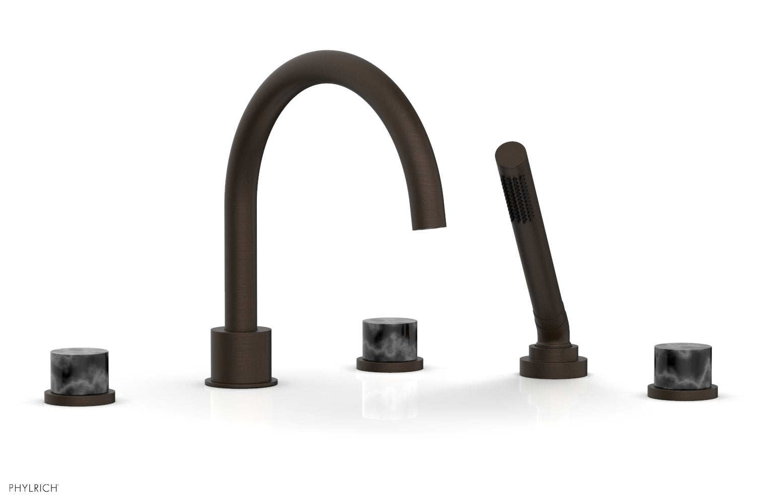 Premium BASIC II Deck Tub Set with Hand Shower - Black Marble Design 230 50 - Perfect for Modern Bathroom Renovation & Spa-Like Relaxation