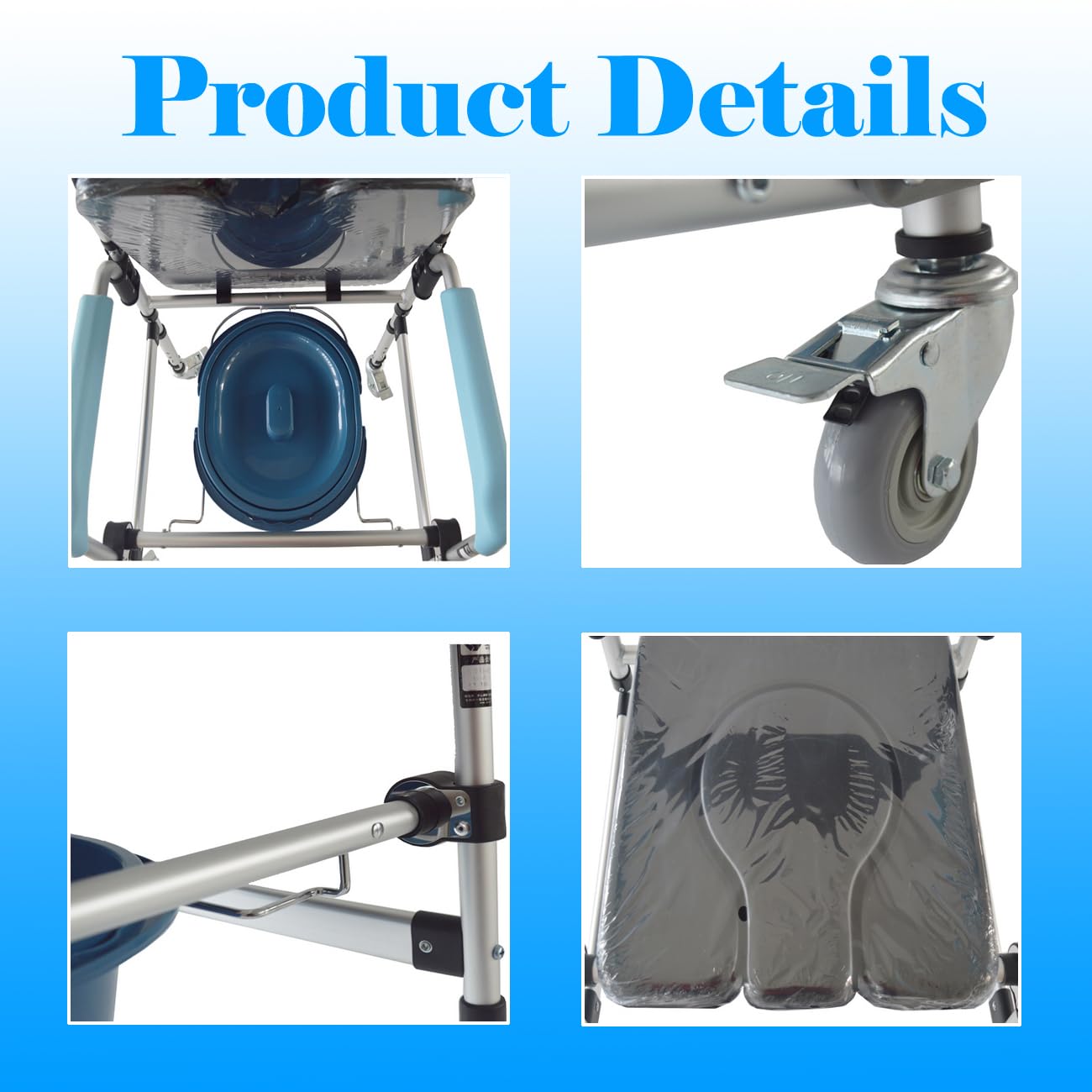 Adjustable Height Folding Shower Commode Wheelchair - 330LB Weight Capacity Mobile Shower Chair for Elderly, Disabled & Pregnant Women | Bathroom Safety Aid for Home Care & Rehabilitation Use