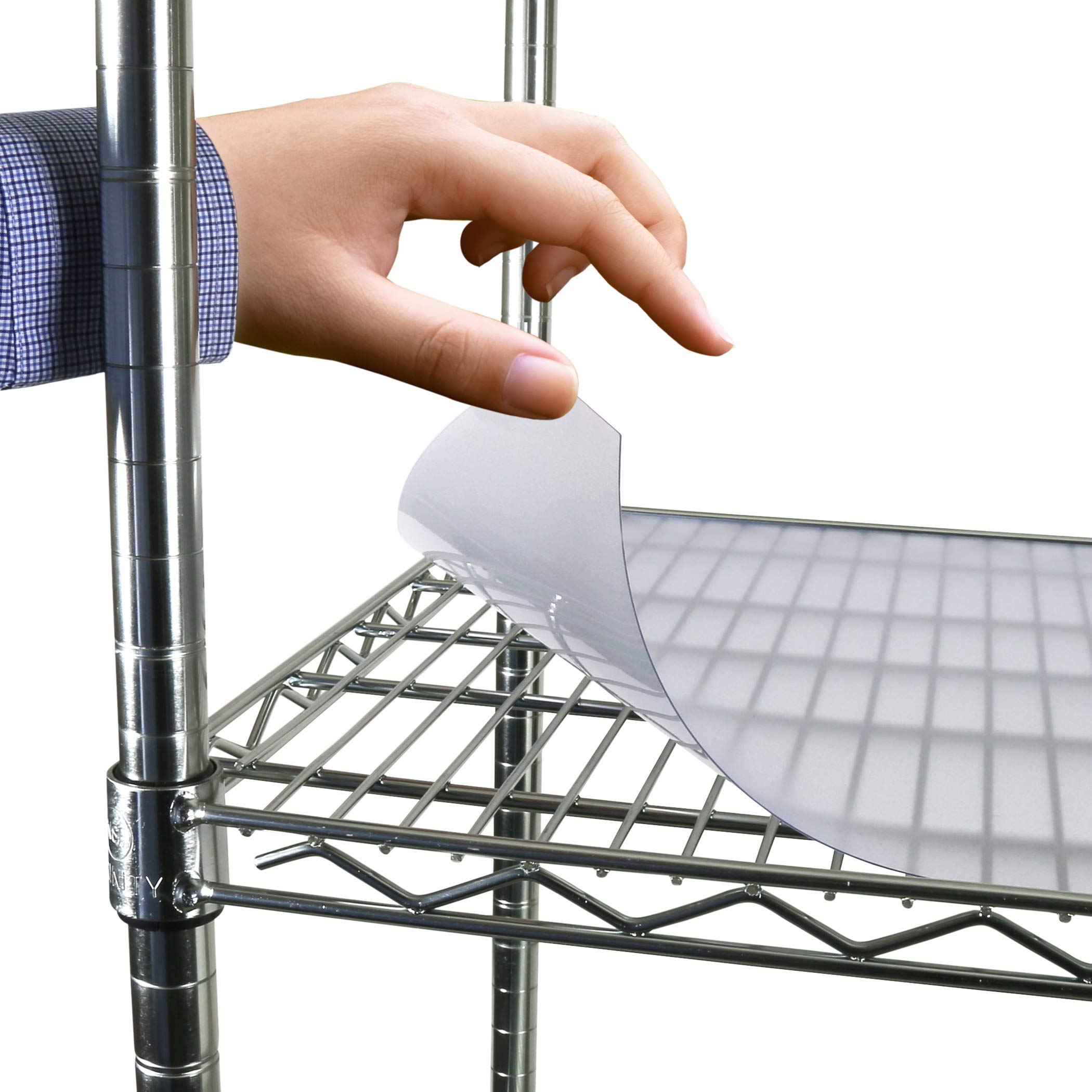 Non-Slip PVC Shelf Liners for Wire Shelving - 4 Pack Clear Kitchen Cabinet Organizer - Fits 60