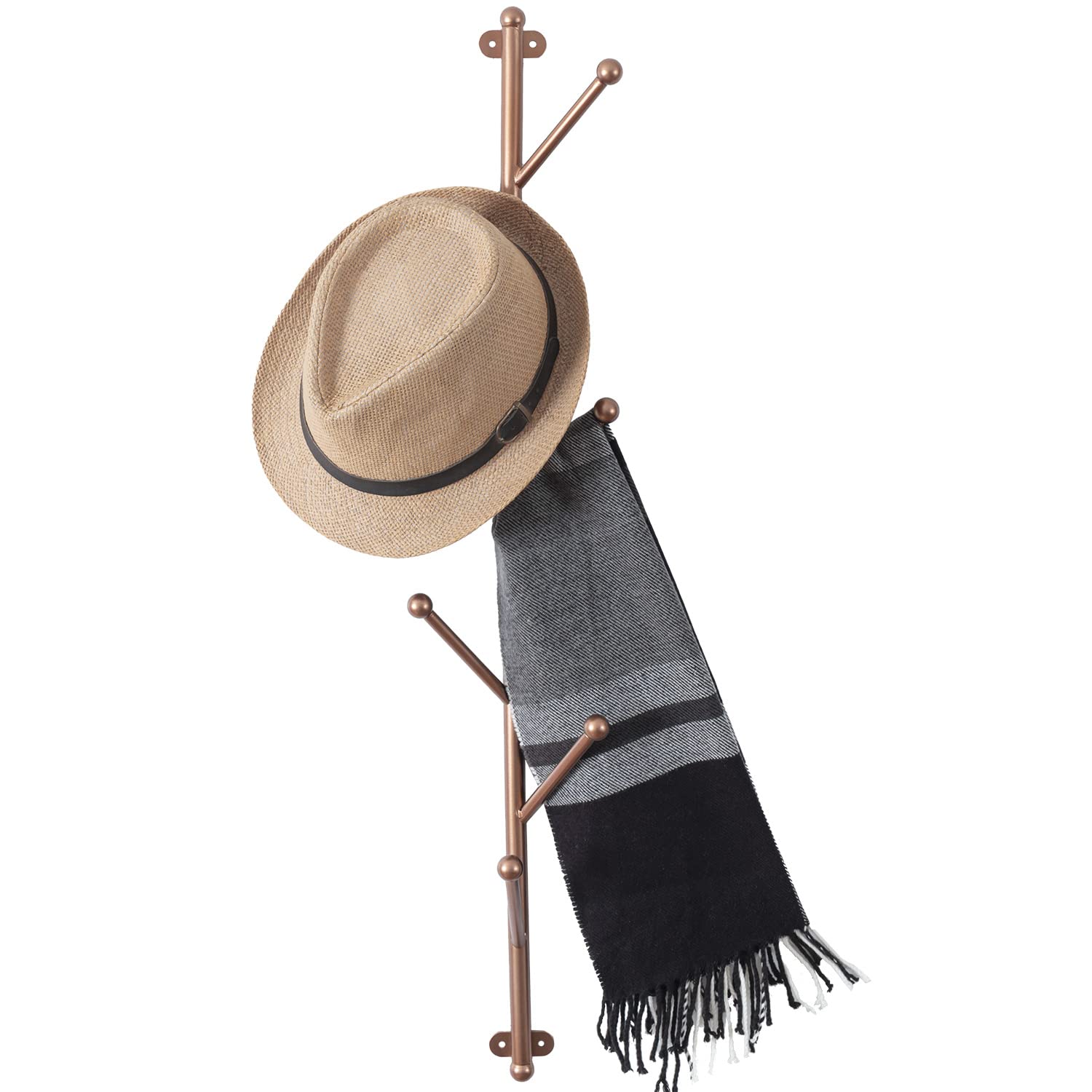 Modern Copper-Tone Wall Mounted Coat Rack with Hooks - Entryway Hanger for Hats, Jackets & Accessories - Perfect for Hallway, Mudroom or Bedroom Organization