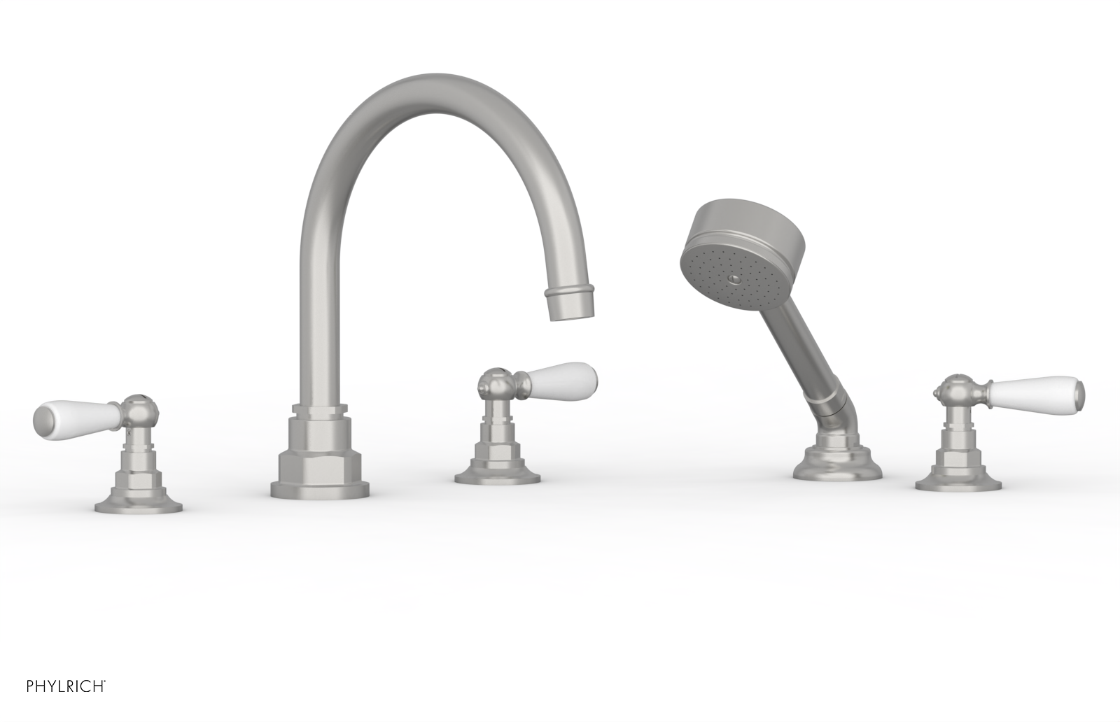 Jamestown Deck Tub Set with Hand Shower - White Accented Lever Handles (165-49) - Perfect for Bathroom Renovation & Spa-Like Experience