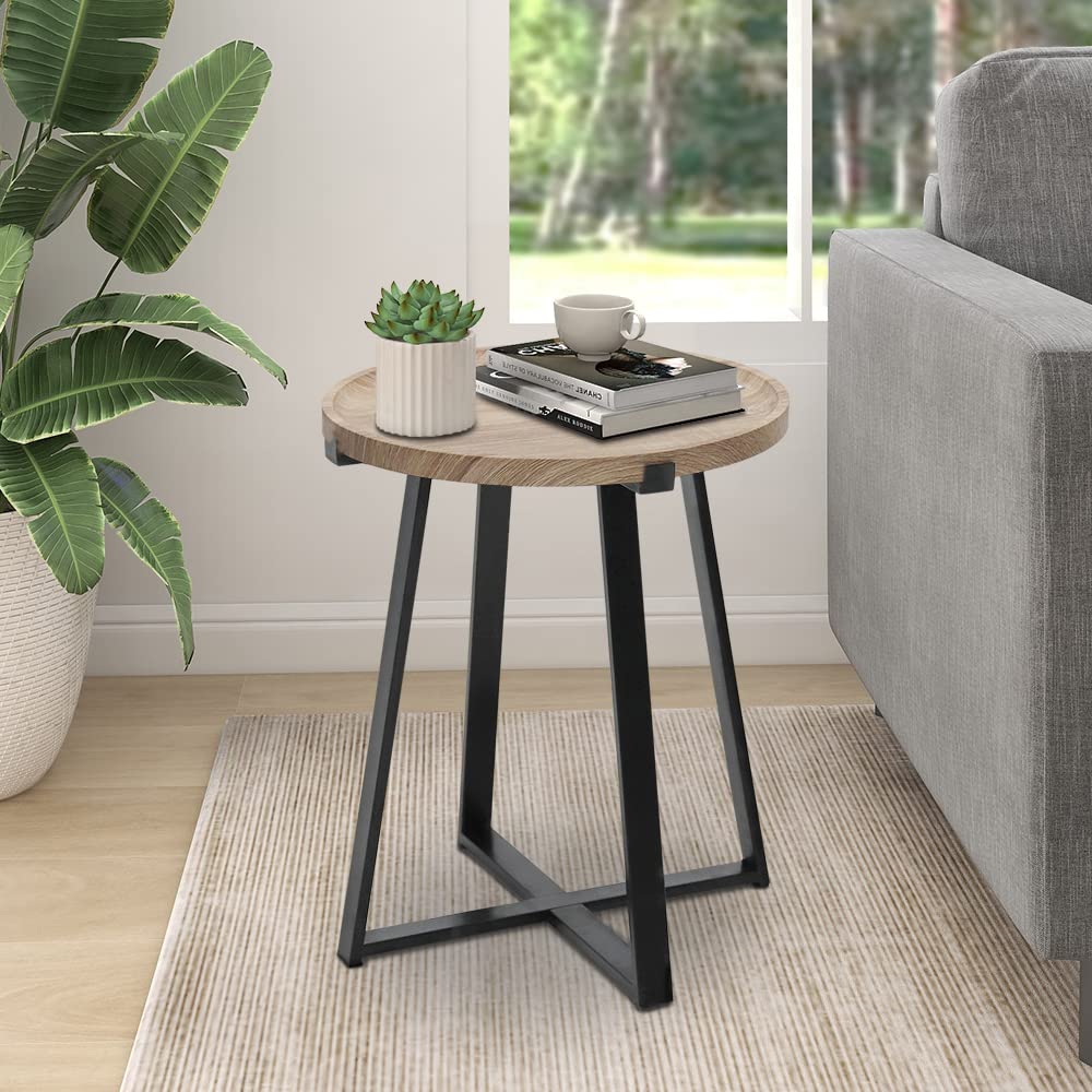 MAYPEX 18 Inch Adjustable Tray Top End Table with Sturdy Metal X-Frame Base - Modern Coffee Table & Sofa Side Table for Living Room, Bedroom, or Office Use