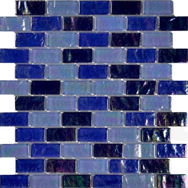 Opalescent Blue Glass Mosaic Tile 1x2 Inch - Perfect for Kitchen Backsplash, Bathroom Wall, and Pool Decor