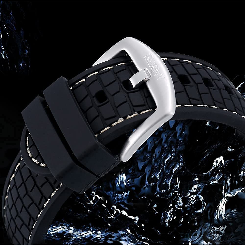 BERNY Men's Automatic Self-Winding Mechanical Watch - 20ATM Waterproof, Sapphire Crystal Glass, Super Luminous, Oversized Dial (No Battery Needed) - Perfect for Business, Casual Wear & Outdoor Activities