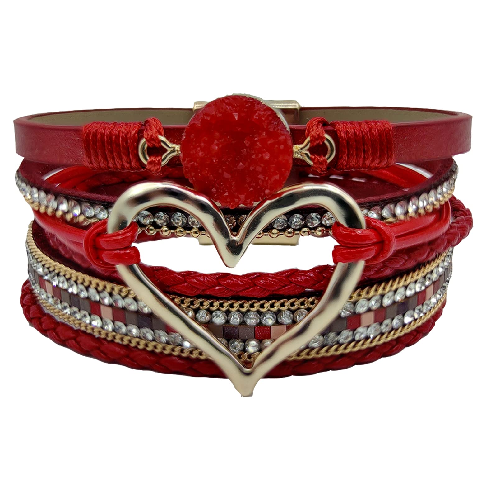 XLCTT Magnetic Clasp Boho Wrap Bracelets - Leather Cuff Bangle Beaded Bracelets for Women, Stackable Infinity Jewelry - Perfect for Casual Wear, Layering & Boho Fashion Accessories