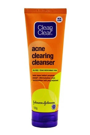 Clean & Clear Acne Clearing Facial Cleanser 100g - Oil-Free Daily Face Wash for Acne-Prone Skin | Perfect for Morning & Night Skincare Routine