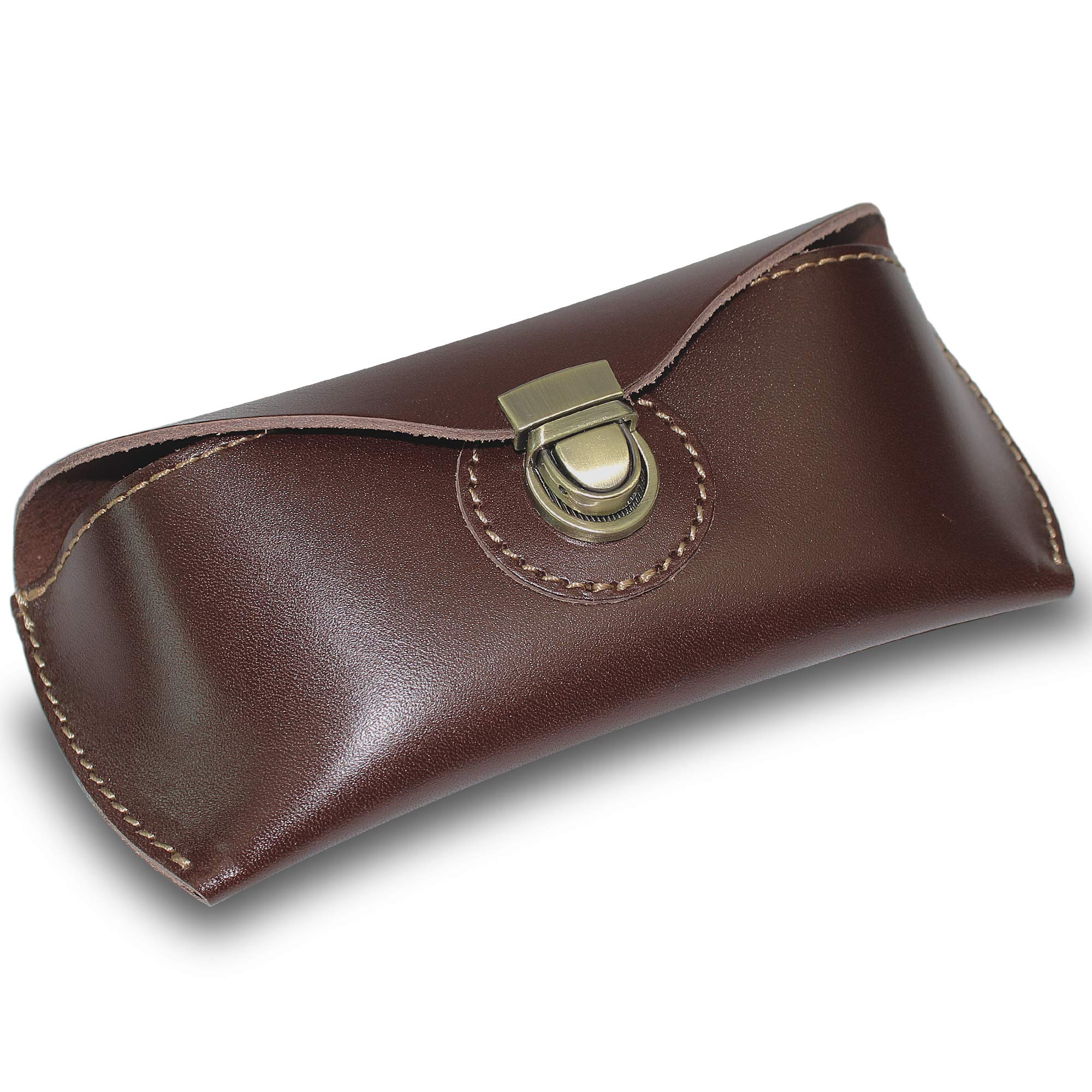 DK86 Genuine Leather Glasses Case - Premium Sunglasses Pouch for Men & Women - Eyeglass Holder for Travel, Office & Daily Use