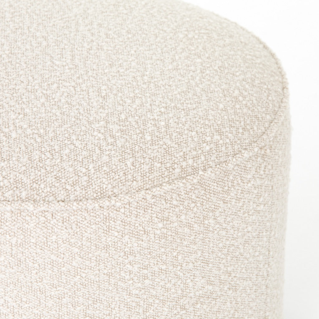 Knoll Natural Sinclair Round Ottoman - Modern Round Footrest Stool with Upholstered Fabric for Living Room, Bedroom & Office Decor