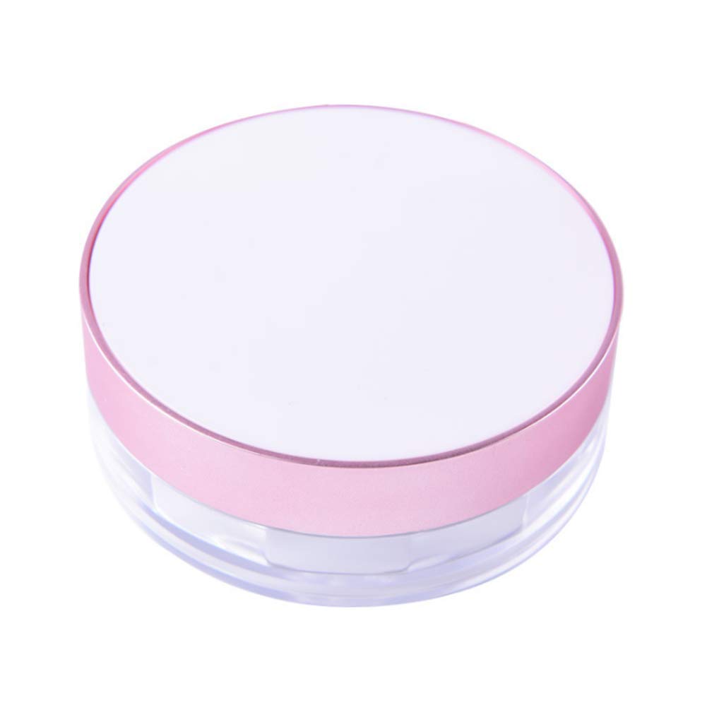 AKOAK 15ml (0.5 oz) Empty Reusable Plastic Loose Powder Compact Container - No Leaks, Includes Sponge Puff, Elastic Net Sifter & Screw Lid - DIY Makeup Case for Travel & Daily Touch-Ups (White)