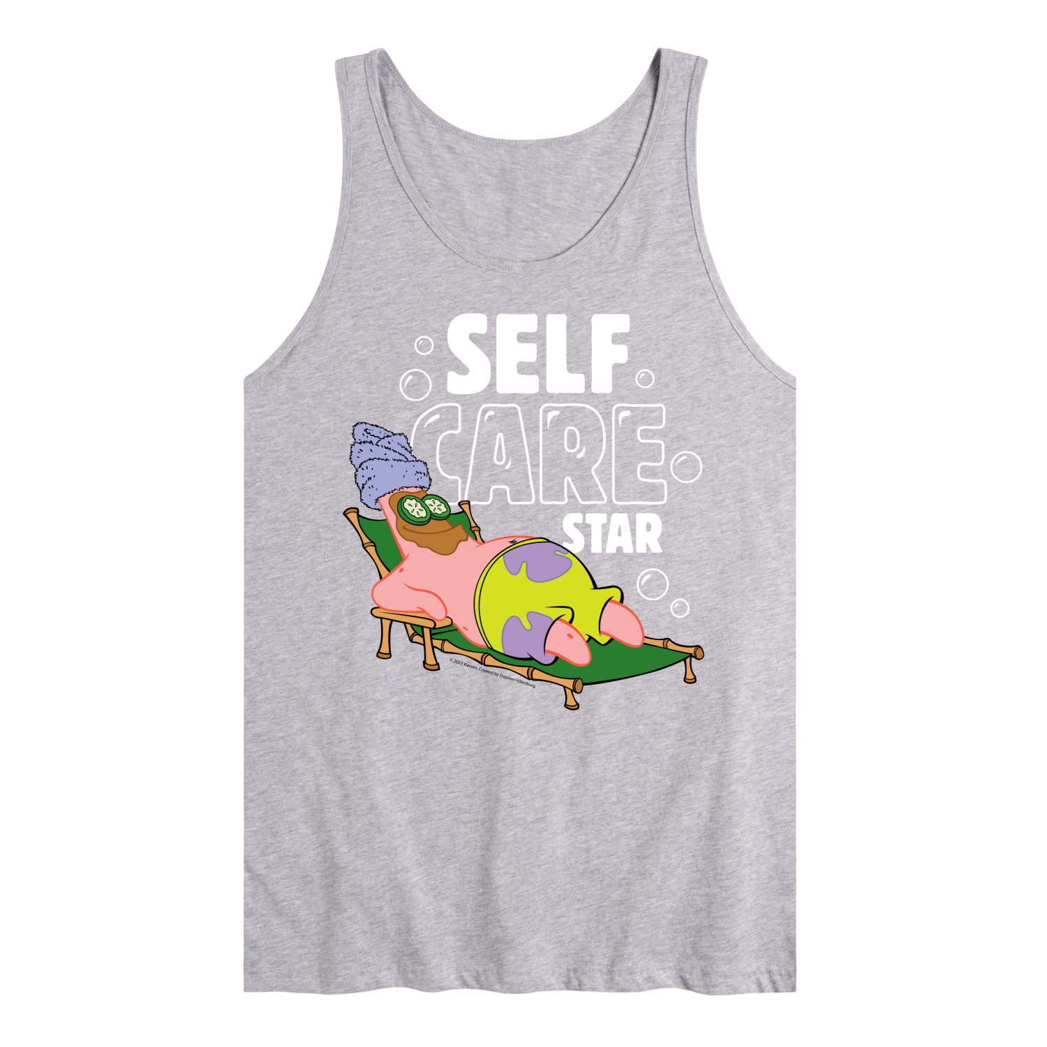 HYBRID APPAREL Spongebob Squarepants Self Care Star Men's Jersey Tank Top - Soft Breathable Sleeveless Shirt for Summer, Gym, Beach & Casual Wear