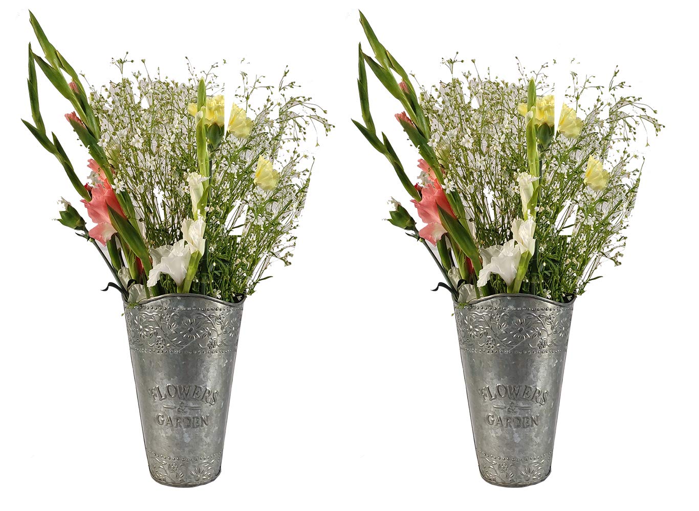Galvanized Hanging Planter Set of 2 - Rustic Metal Wall Vases for Indoor & Outdoor Plants, Herbs & Flowers | Weather-Resistant Farmhouse Decor for Patio, Garden & Home Décor