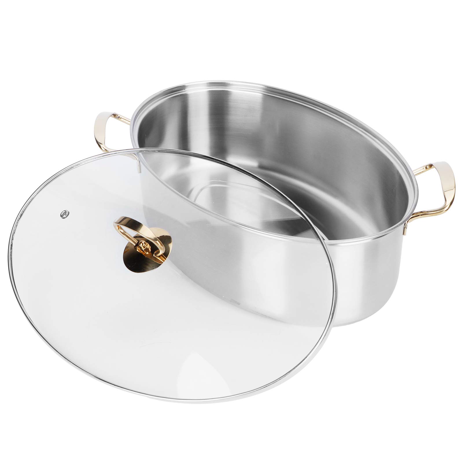 URRNDD 12QT Large Stainless Steel Fish Steamer Pot with Lid - 304 Food Grade Oval Cooking Pot Set for Home Kitchen, Perfect for Steaming Fish, Vegetables & Seafood Dishes